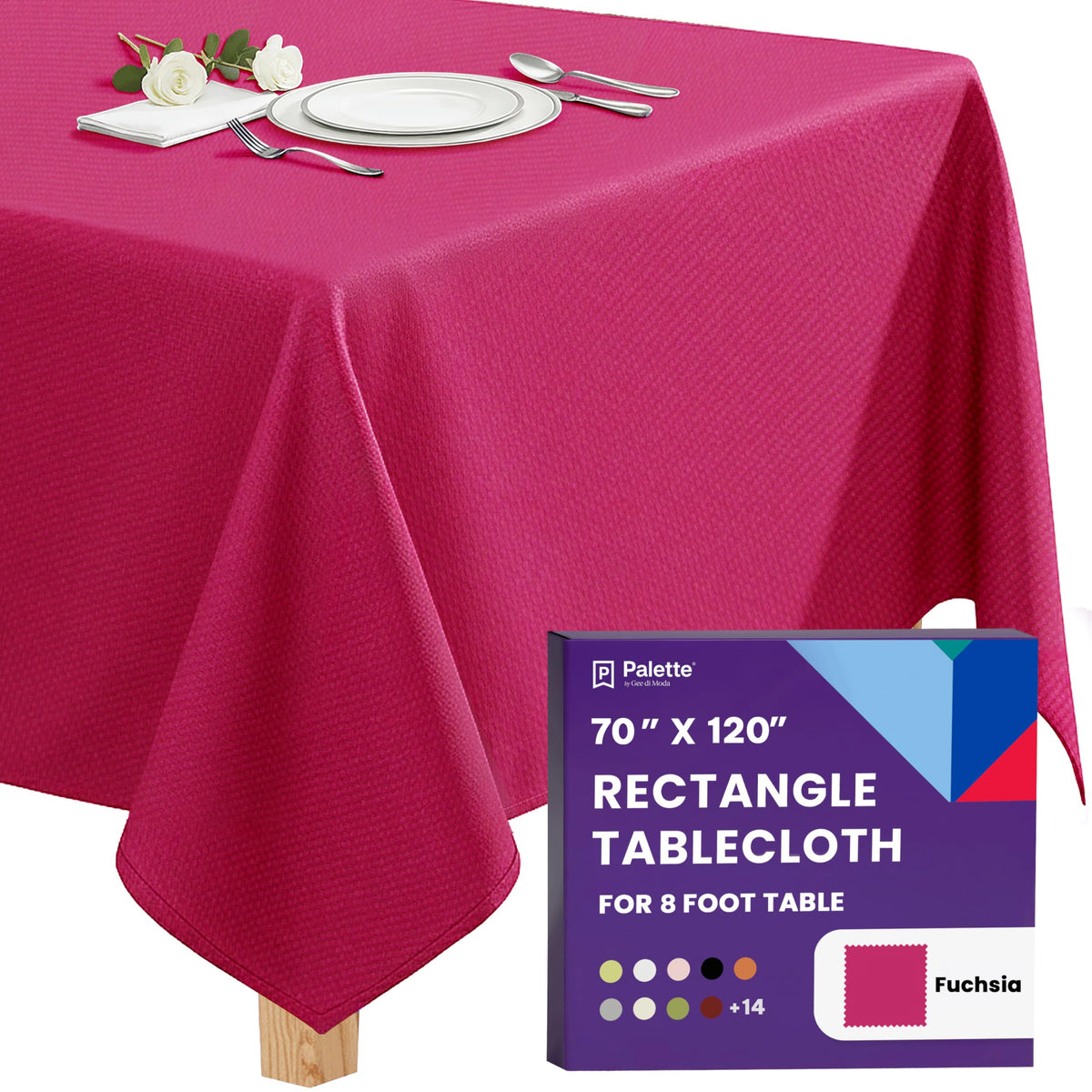 Gee Di Moda Rectangle Tablecloth - 90 x 132 Inch Beige Table Cloth for 6 Foot Tables with Floor-Length Drop - Heavy Duty Washable Fabric for Holiday Party, Dinner, Weddings & Baby Shower