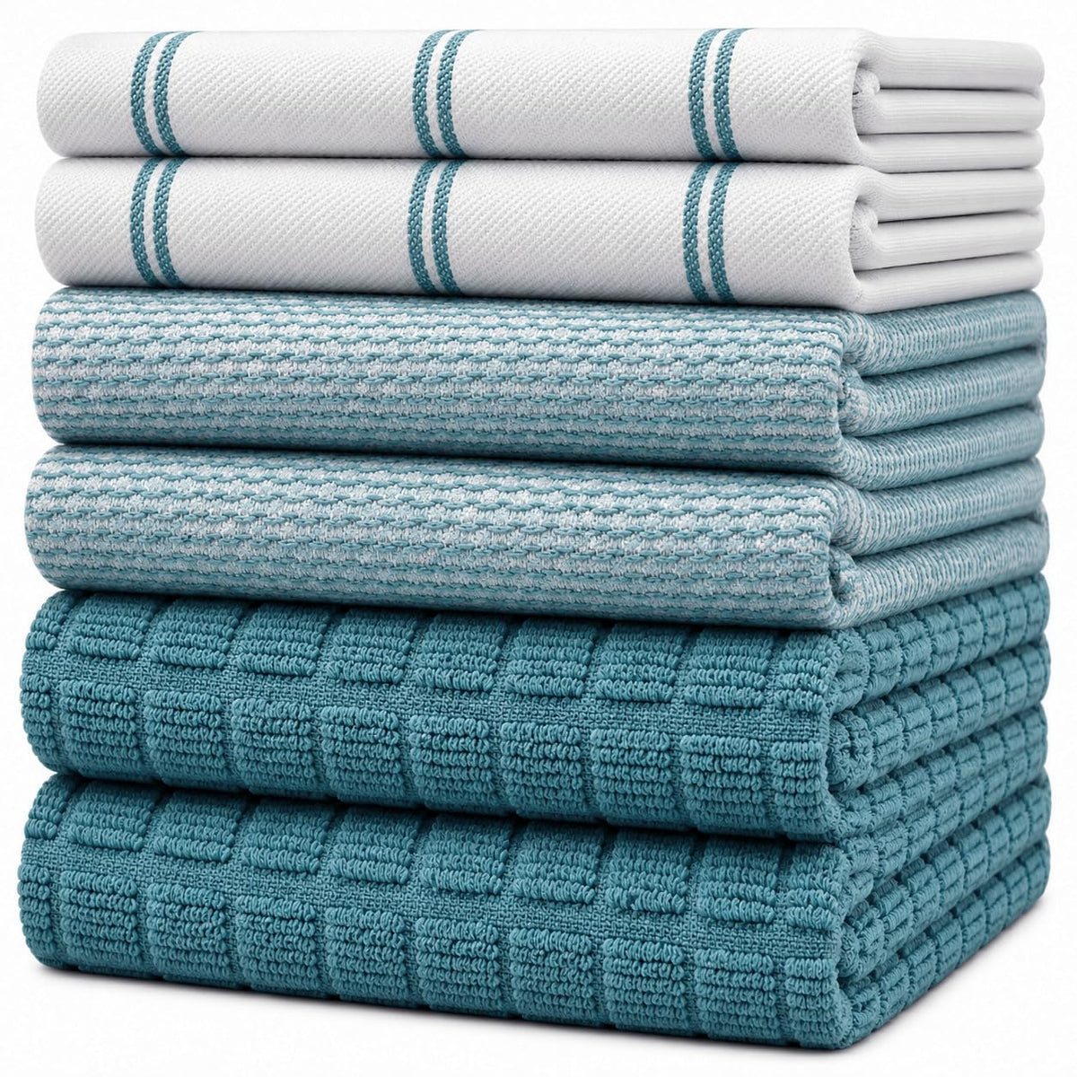 Bumble Premium Dish Cloths 13"x13" (6 Pack) | 100% Natural Ring Spun Cotton | 400 GSM | Highly Absorbent & Soft |Yarn Dyed & Solid Dyed Terry Dish Cloth Set - Tan