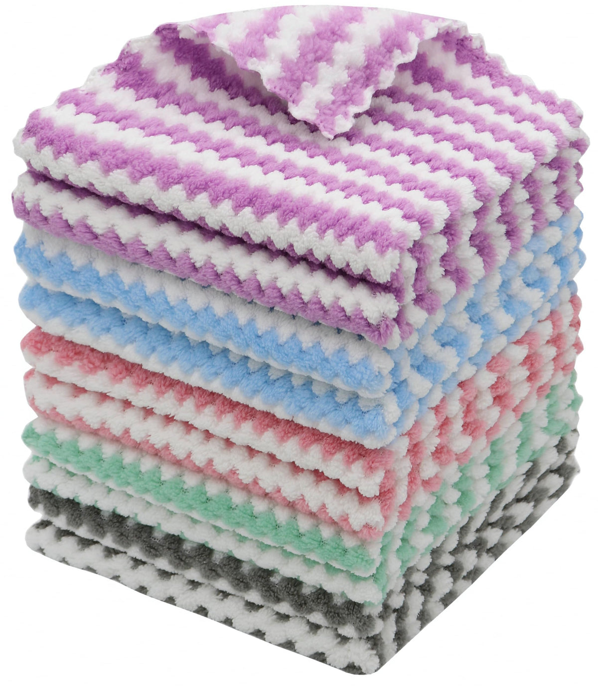 Microfiber Cleaning Cloth, 10 Pack Dish Rags, 12inx12in, Mix Color