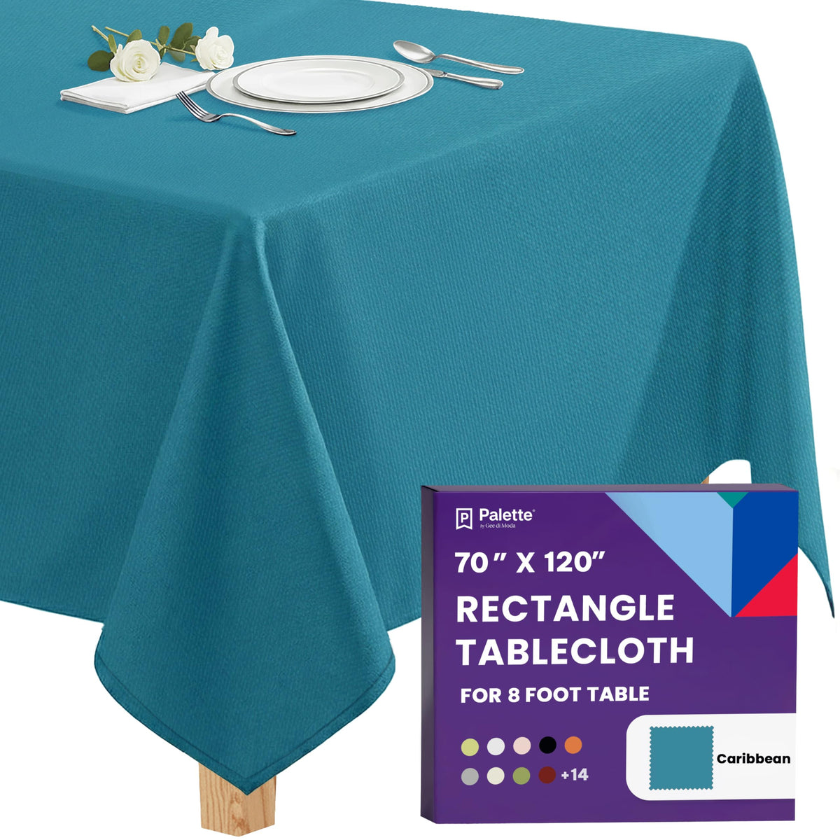 Gee Di Moda Rectangle Tablecloth - 90 x 132 Inch Beige Table Cloth for 6 Foot Tables with Floor-Length Drop - Heavy Duty Washable Fabric for Holiday Party, Dinner, Weddings & Baby Shower