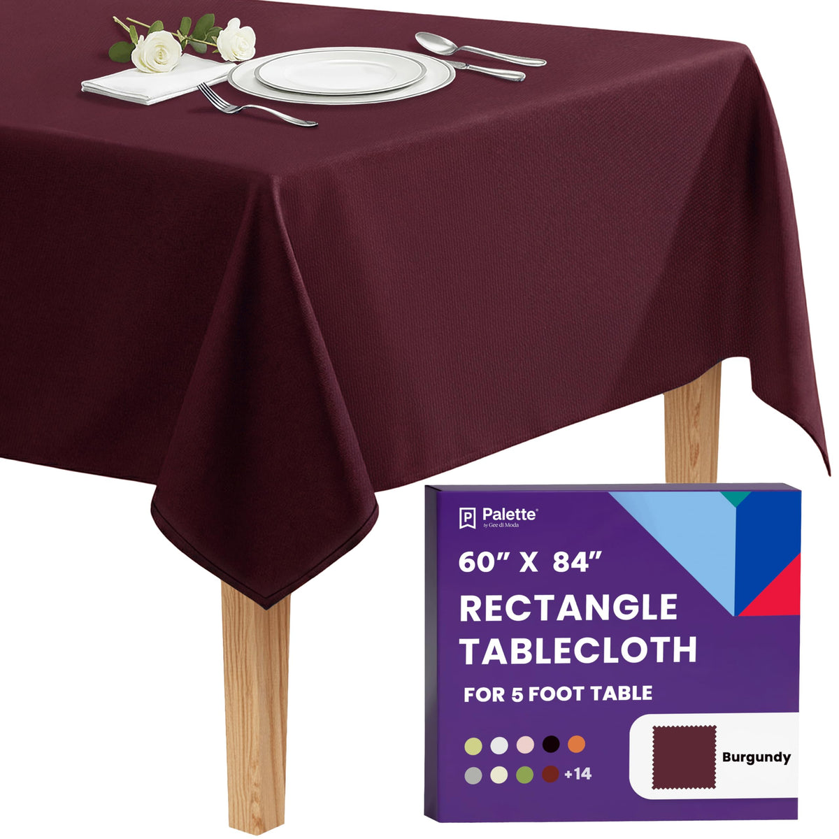 Gee Di Moda Rectangle Tablecloth - 90 x 132 Inch Beige Table Cloth for 6 Foot Tables with Floor-Length Drop - Heavy Duty Washable Fabric for Holiday Party, Dinner, Weddings & Baby Shower