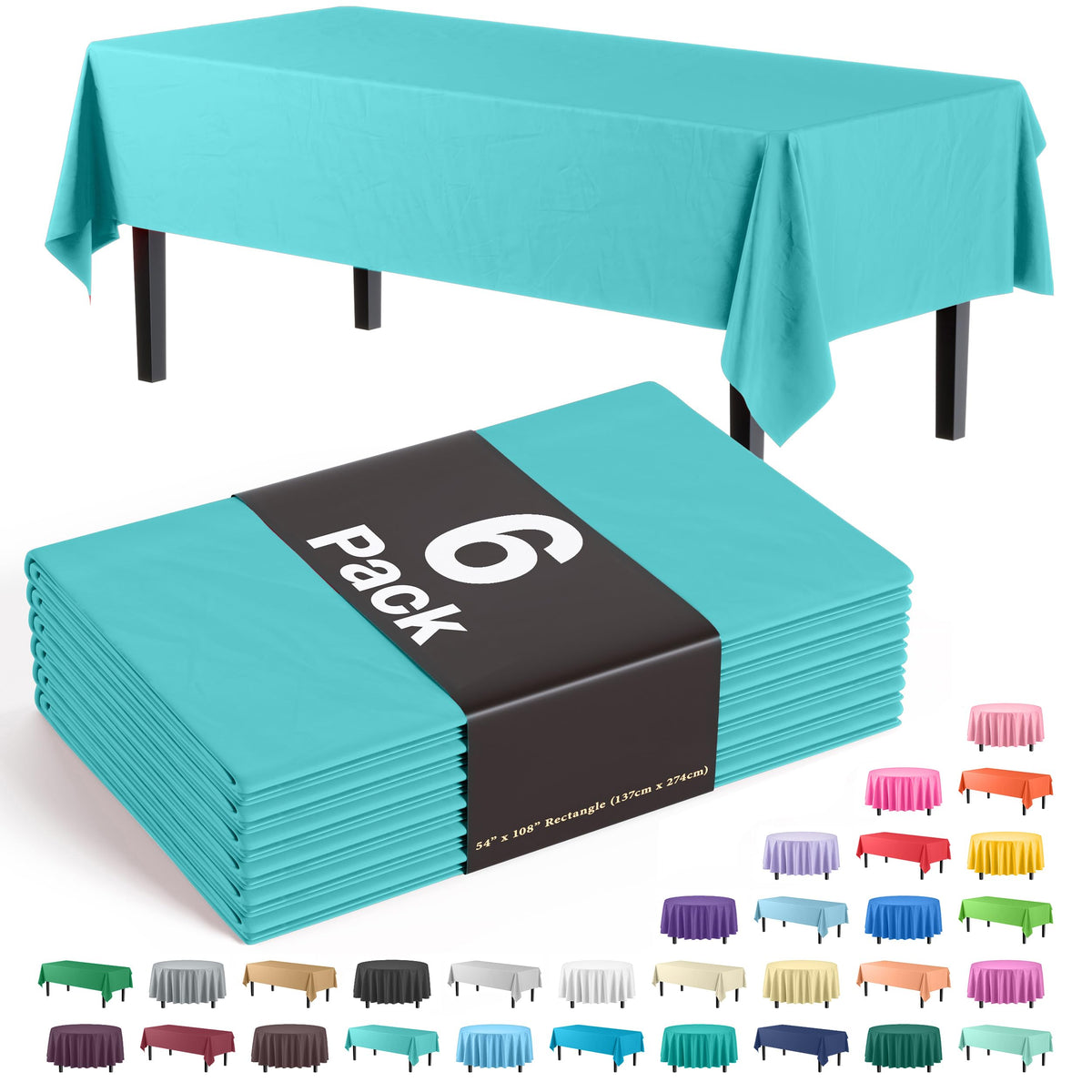 Exquisite Ivory Plastic Table Cloth Disposable 6 Pack - 54 x 108 Inch Rectangle Tablecloth for 6 Foot Tables - Waterproof Table Cover for Party Wedding Birthday Graduation BBQ Catering