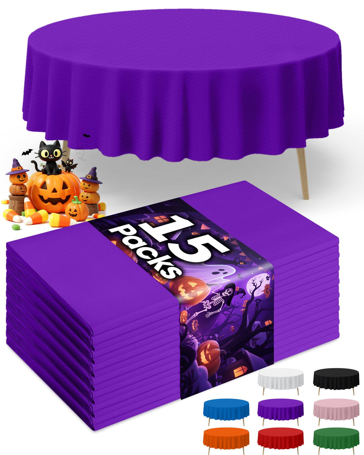 Niuara White Plastic Table Cloth Disposable, 15 Pack, 54 x 108 in
