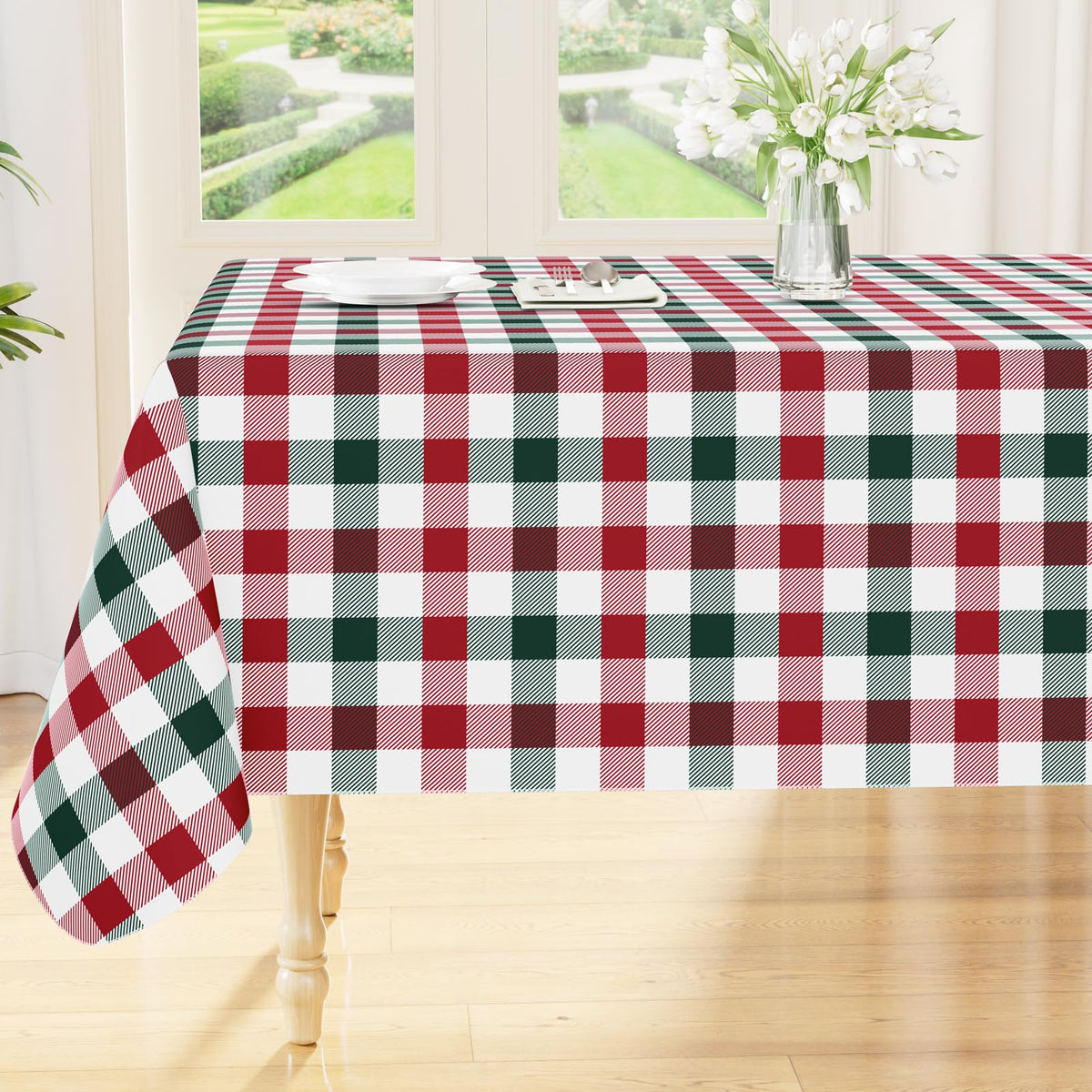 Smiry Fall Tablecloth, Flannel Backed Vinyl Table Cloth, 60"x84"