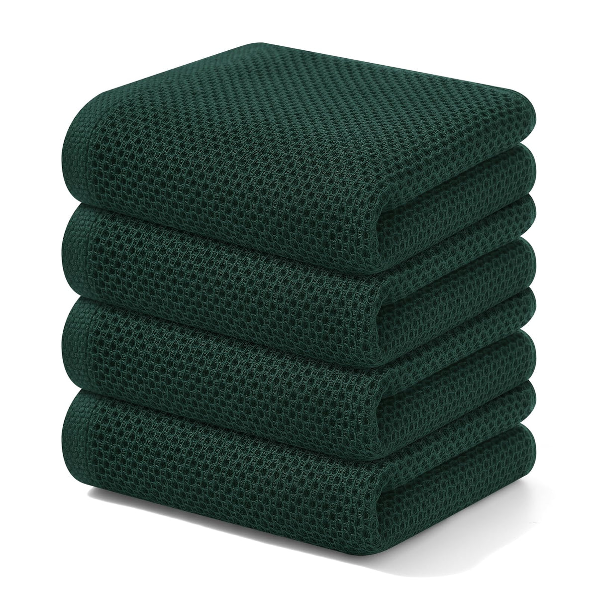 Kitinjoy 100% Cotton Waffle 6-Pack Kitchen Towels, 12" x 12", Dark Grey
