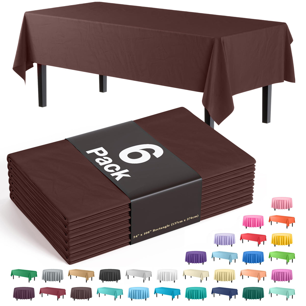 Exquisite Ivory Plastic Table Cloth Disposable 6 Pack - 54 x 108 Inch Rectangle Tablecloth for 6 Foot Tables - Waterproof Table Cover for Party Wedding Birthday Graduation BBQ Catering