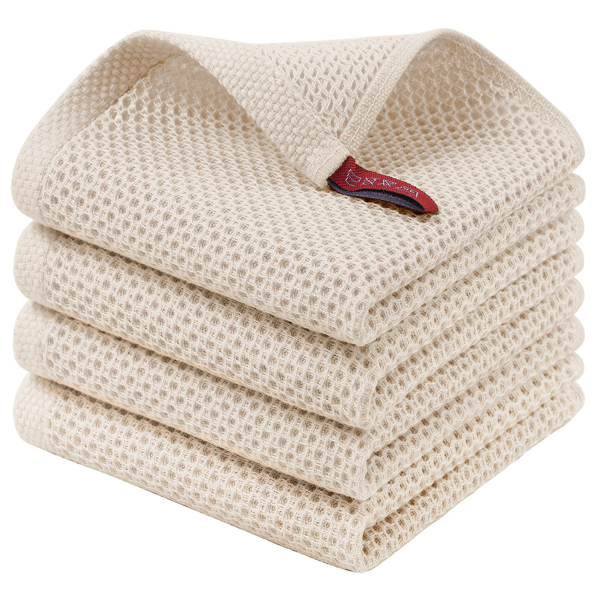 Homaxy 100% Cotton Waffle Weave Kitchen Dish Cloths, 4-Pack, Dark Grey