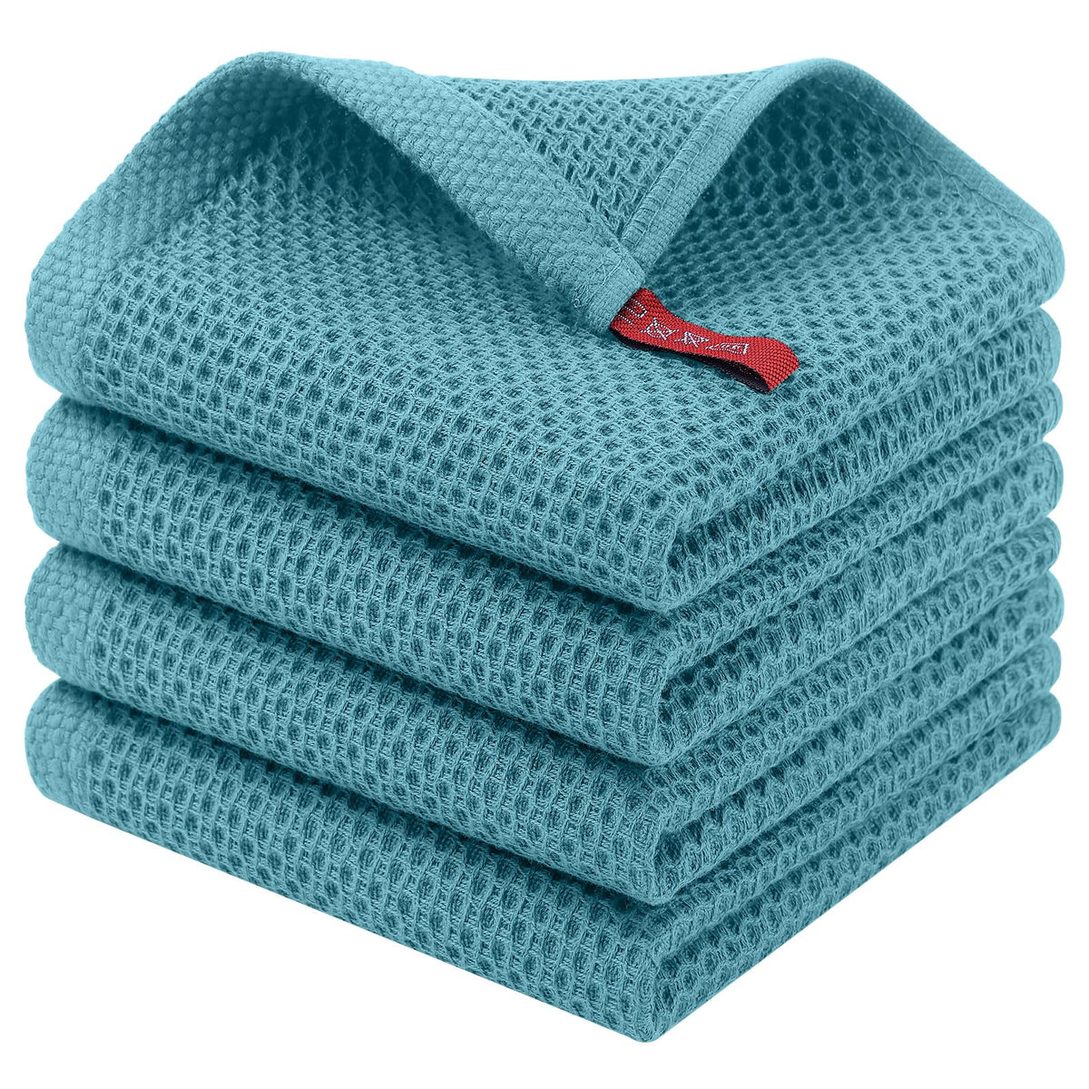 Homaxy 100% Cotton Waffle Weave Kitchen Dish Cloths, 4-Pack, Dark Grey