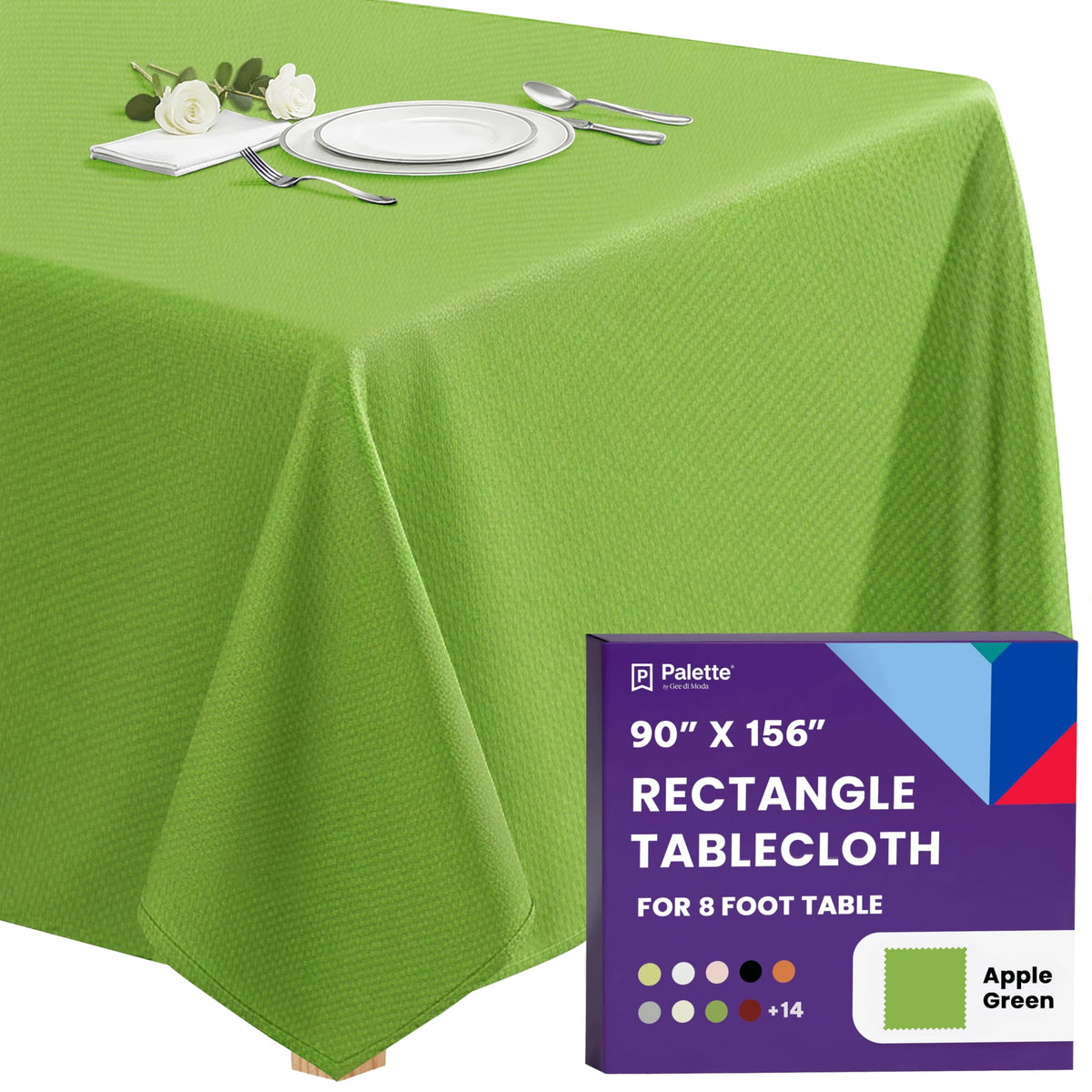 Gee Di Moda Rectangle Tablecloth - 90 x 132 Inch Beige Table Cloth for 6 Foot Tables with Floor-Length Drop - Heavy Duty Washable Fabric for Holiday Party, Dinner, Weddings & Baby Shower