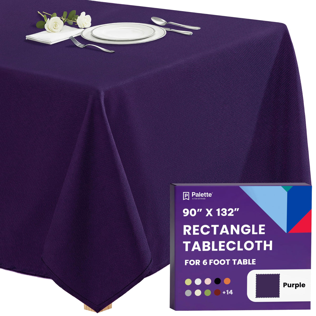 Gee Di Moda Rectangle Tablecloth - 90 x 132 Inch Beige Table Cloth for 6 Foot Tables with Floor-Length Drop - Heavy Duty Washable Fabric for Holiday Party, Dinner, Weddings & Baby Shower