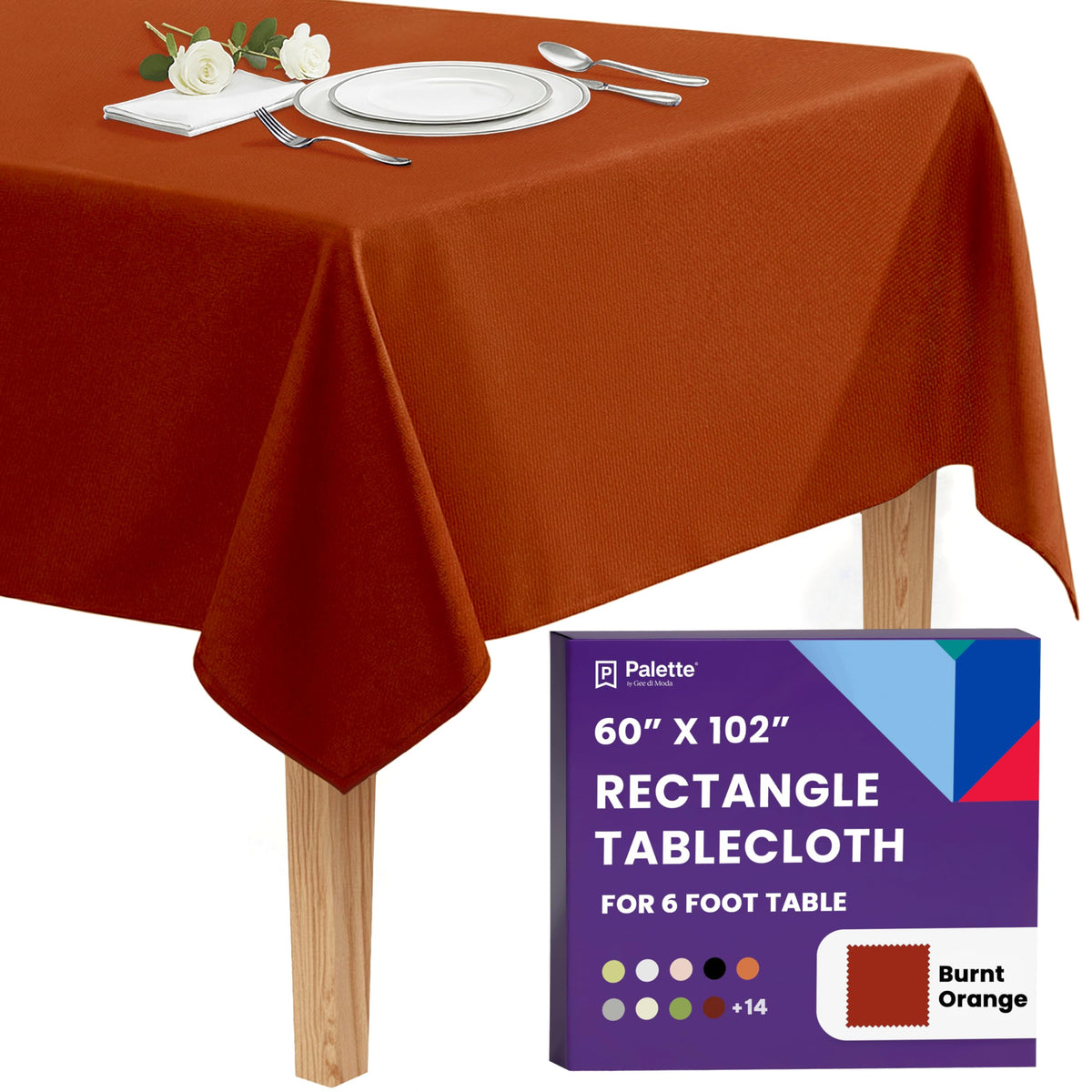 Gee Di Moda Rectangle Tablecloth - 90 x 132 Inch Beige Table Cloth for 6 Foot Tables with Floor-Length Drop - Heavy Duty Washable Fabric for Holiday Party, Dinner, Weddings & Baby Shower