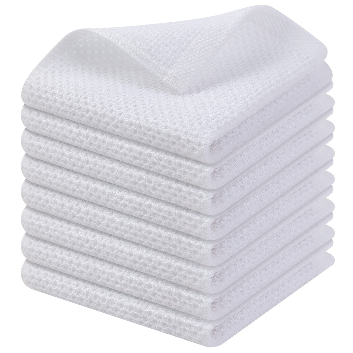 Kitinjoy 100% Cotton Waffle 6-Pack Kitchen Towels, 12" x 12", Dark Grey