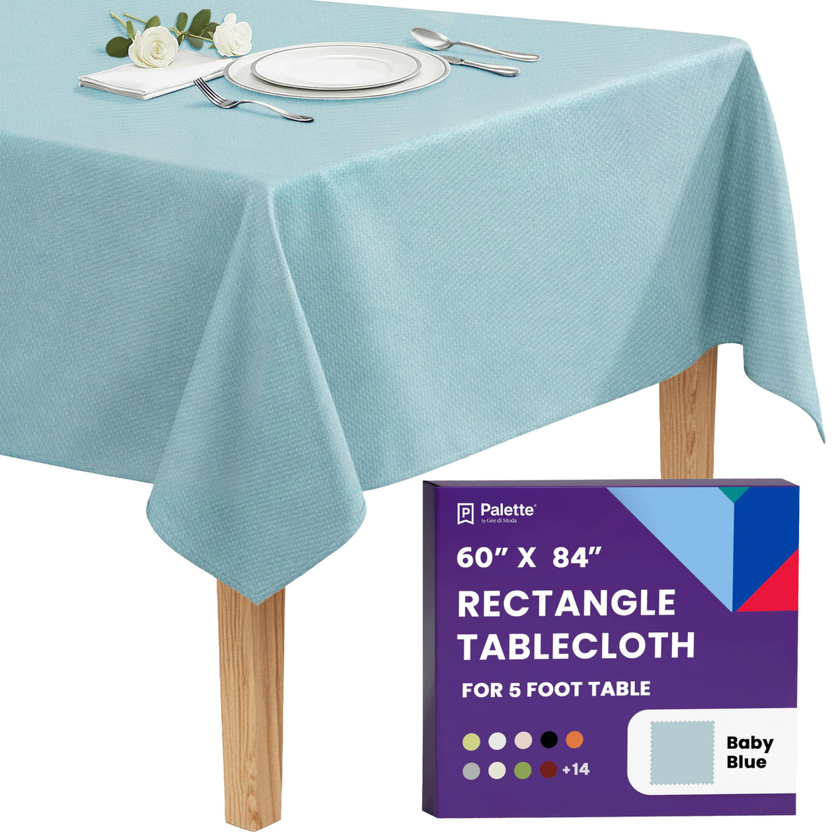 Gee Di Moda Rectangle Tablecloth - 90 x 132 Inch Beige Table Cloth for 6 Foot Tables with Floor-Length Drop - Heavy Duty Washable Fabric for Holiday Party, Dinner, Weddings & Baby Shower