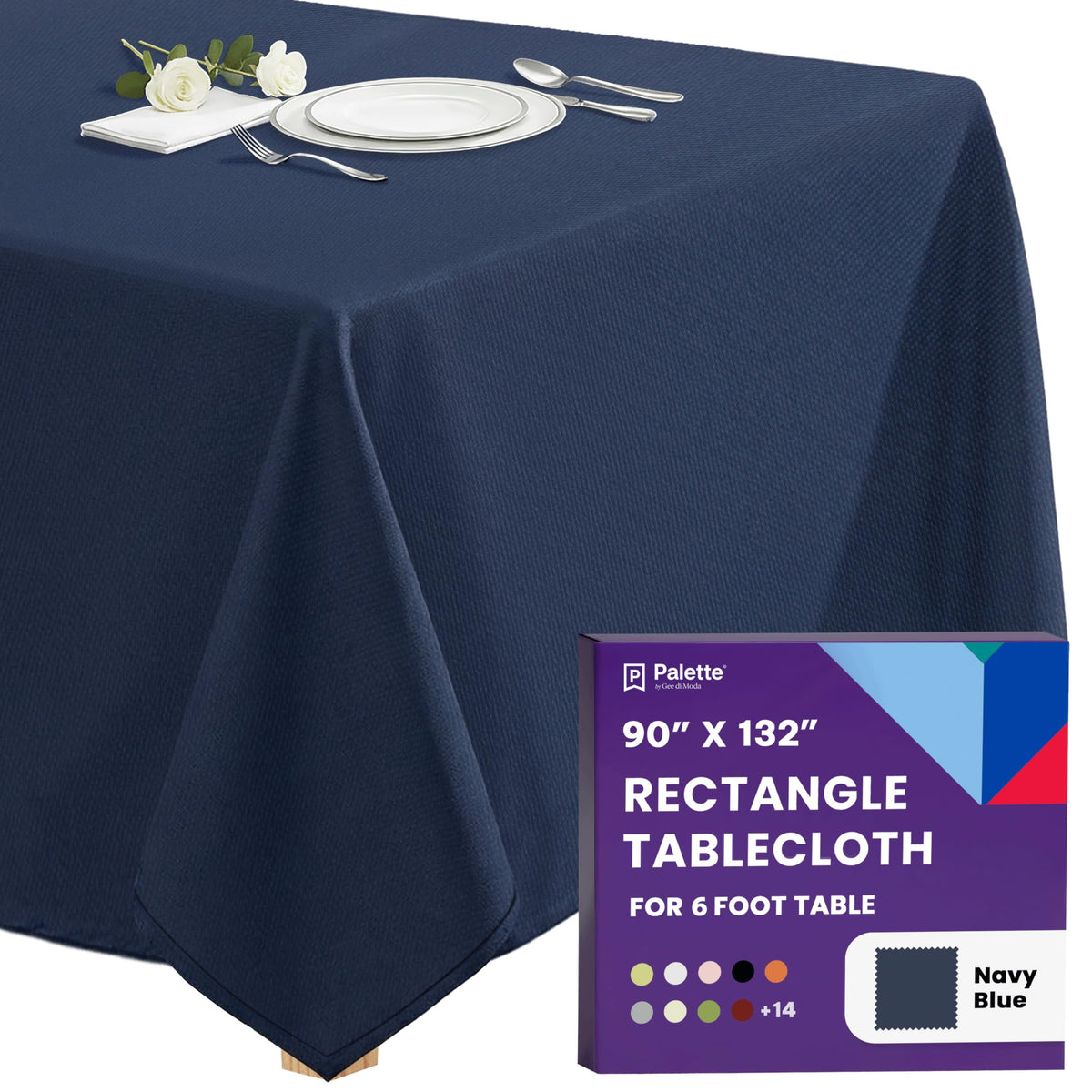 Gee Di Moda Rectangle Tablecloth - 90 x 132 Inch Beige Table Cloth for 6 Foot Tables with Floor-Length Drop - Heavy Duty Washable Fabric for Holiday Party, Dinner, Weddings & Baby Shower