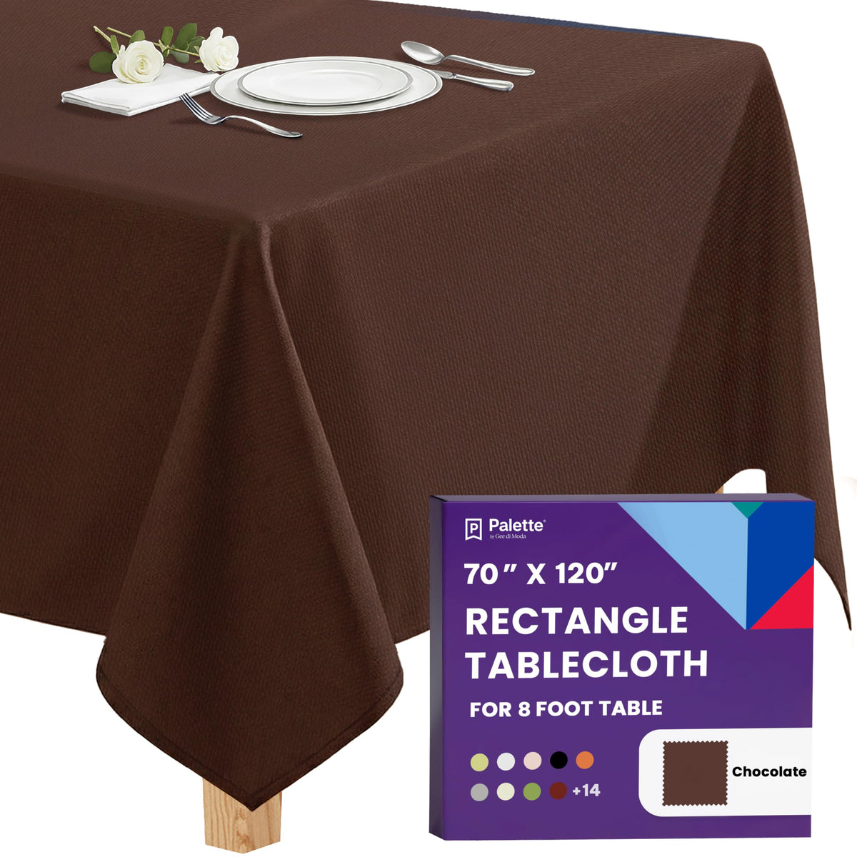 Gee Di Moda Rectangle Tablecloth - 90 x 132 Inch Beige Table Cloth for 6 Foot Tables with Floor-Length Drop - Heavy Duty Washable Fabric for Holiday Party, Dinner, Weddings & Baby Shower