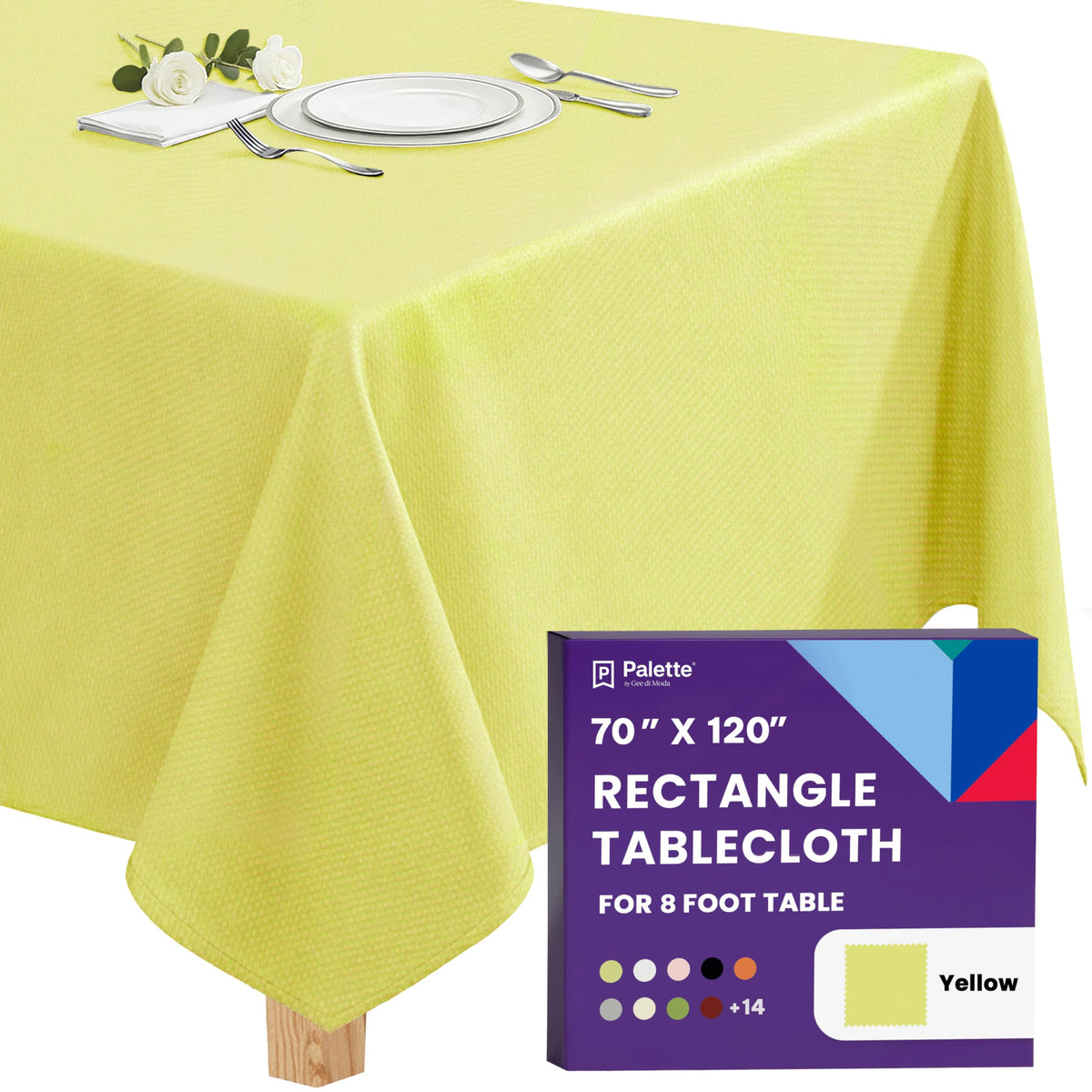 Gee Di Moda Rectangle Tablecloth - 90 x 132 Inch Beige Table Cloth for 6 Foot Tables with Floor-Length Drop - Heavy Duty Washable Fabric for Holiday Party, Dinner, Weddings & Baby Shower