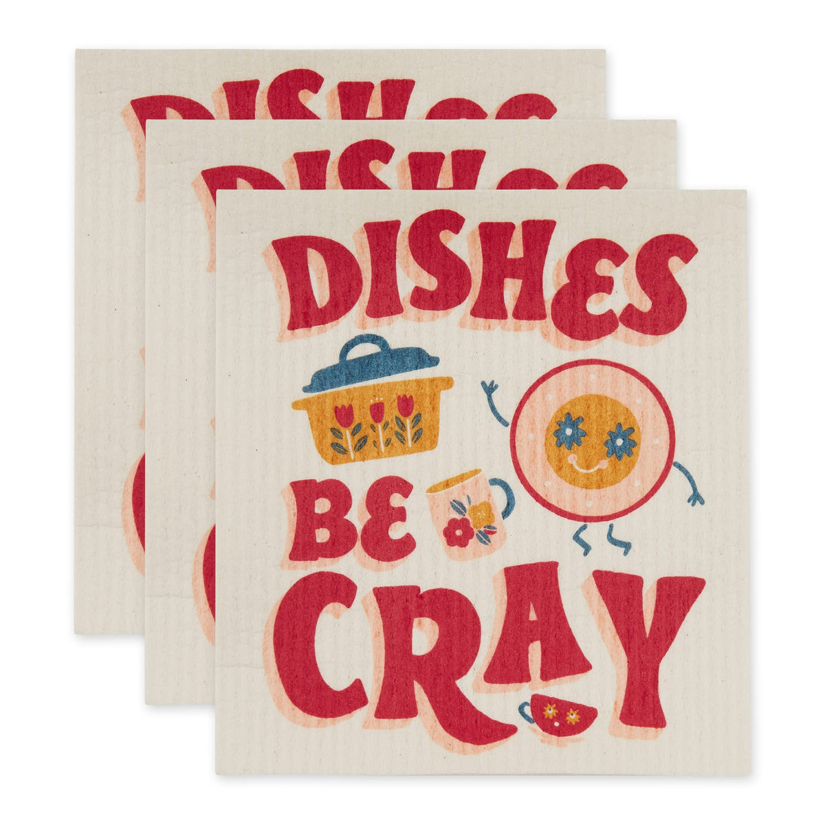 DII Swedish Dishcloths for Kitchen & Cleaning, Reusable, Machine Washable & Dishwasher Safe, Biodegradable, 7.75 x 6.75, Lemons, 3 Piece