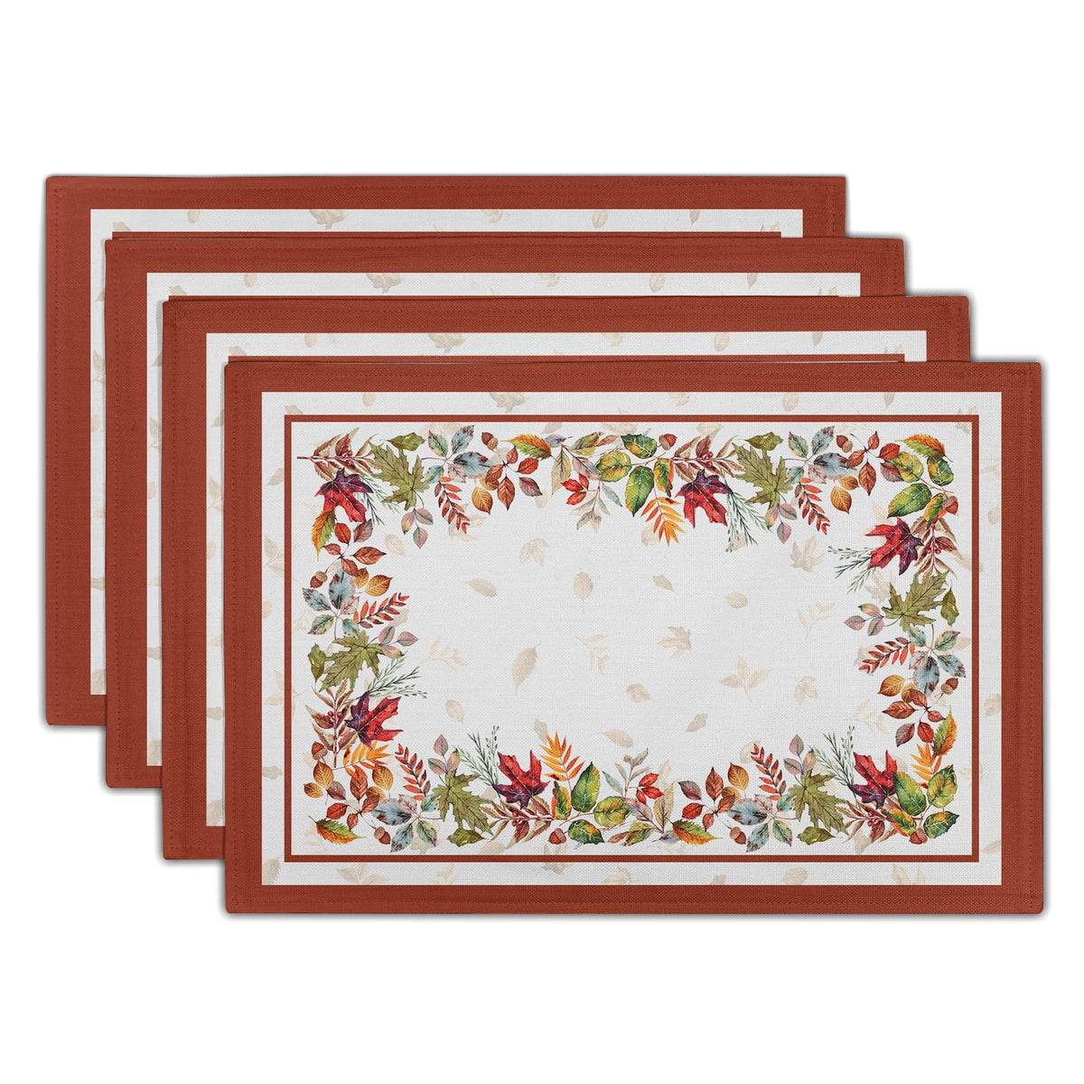 Blue Floral Branches Placemats Set of 4 ,12 x 18 Inch Chinoiserie Table Mats Washable Heat Resistant Linen Fabric Rectangle Place Mat for Indoor Outdoor Kitchen Dining Home Decor