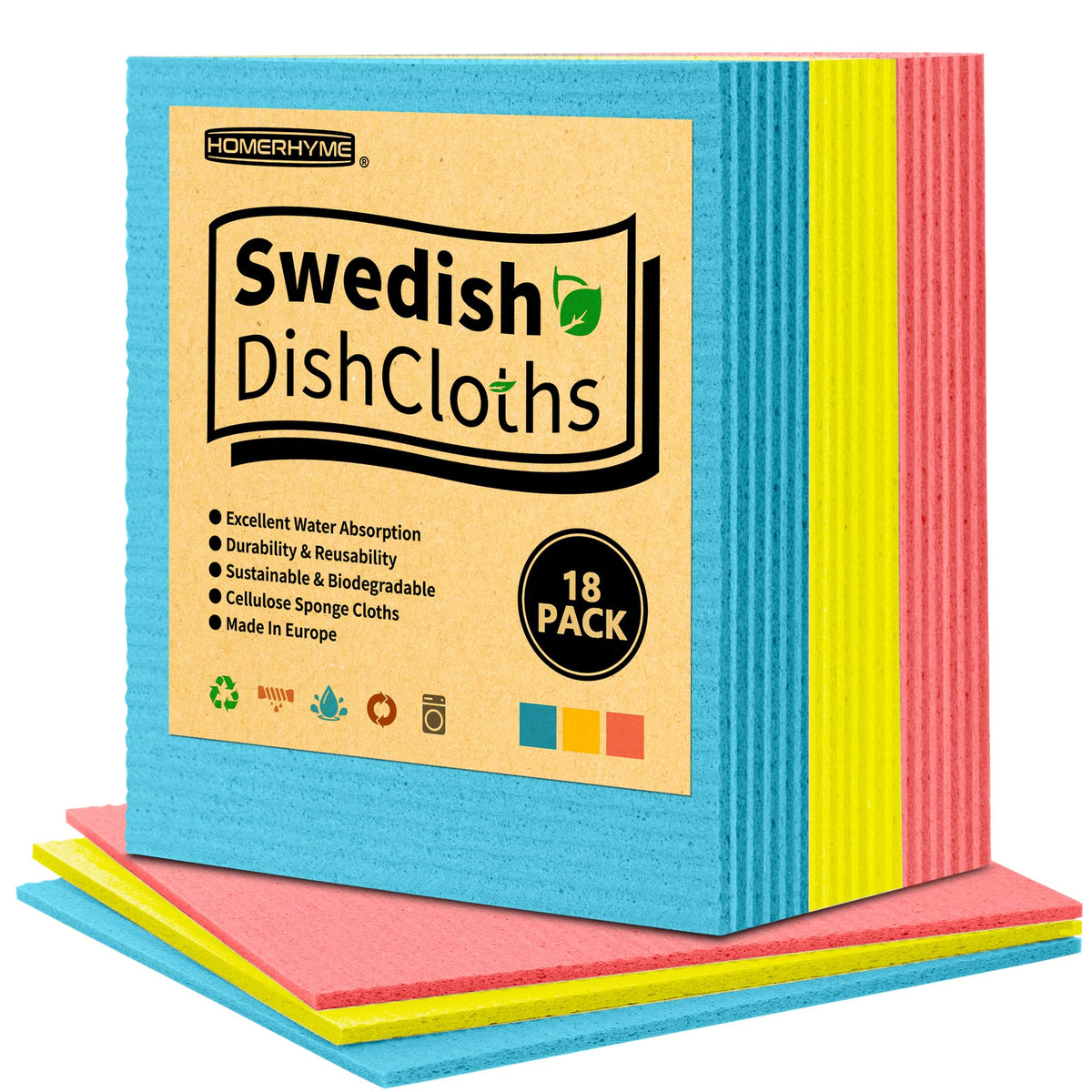 Swedish Dishcloths, 10 Pack Absorbent Dish Towels for Kitchen, Multipurpose Cellulose Sponge Cloths, Reusable Washable Towels for Home & Kitchen, Grey