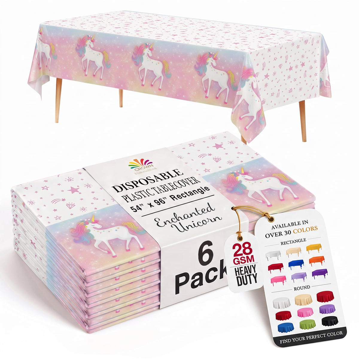 Exquisite Ivory Plastic Table Cloth Disposable 6 Pack - 54 x 108 Inch Rectangle Tablecloth for 6 Foot Tables - Waterproof Table Cover for Party Wedding Birthday Graduation BBQ Catering