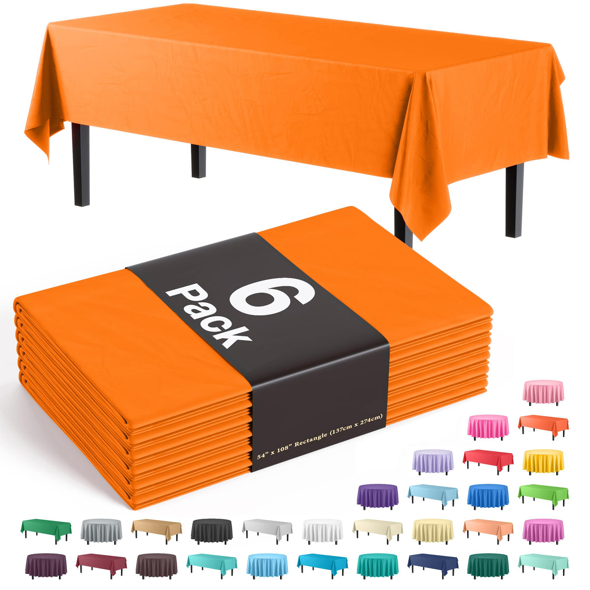 Exquisite Ivory Plastic Table Cloth Disposable 6 Pack - 54 x 108 Inch Rectangle Tablecloth for 6 Foot Tables - Waterproof Table Cover for Party Wedding Birthday Graduation BBQ Catering
