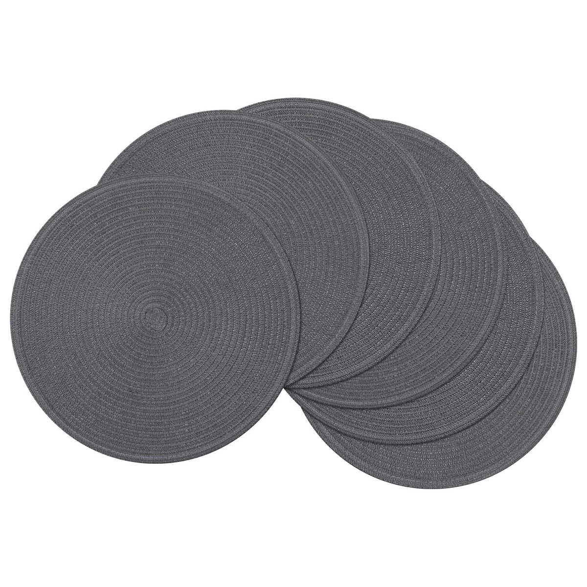 SHACOS Round Braided Placemats Set of 4 Dining Table Placemats 15 inch Circle Place Mats Easy to Clean Table Mats Indoor Outdoor, Blue Gray