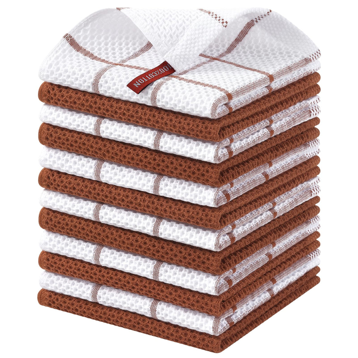 Homaxy 100% Cotton Waffle Weave Kitchen Dish Cloths 8-Pack, Dark Grey