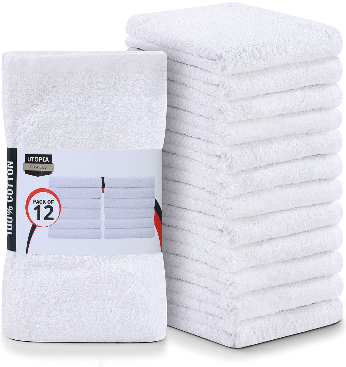 Utopia Towels Kitchen Bar Mops, Pack of 12, 16x19 in, 100% Cotton, White