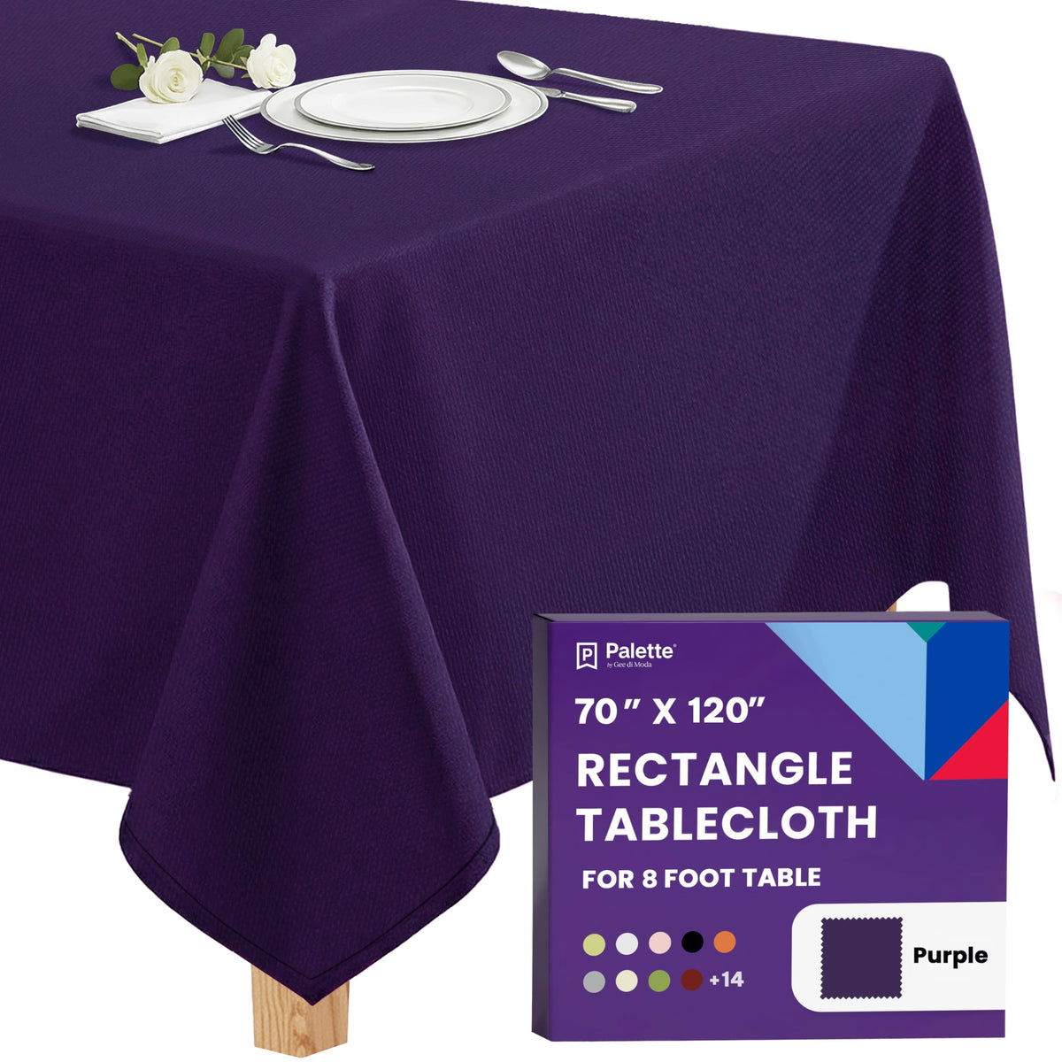 Gee Di Moda Rectangle Tablecloth - 90 x 132 Inch Beige Table Cloth for 6 Foot Tables with Floor-Length Drop - Heavy Duty Washable Fabric for Holiday Party, Dinner, Weddings & Baby Shower