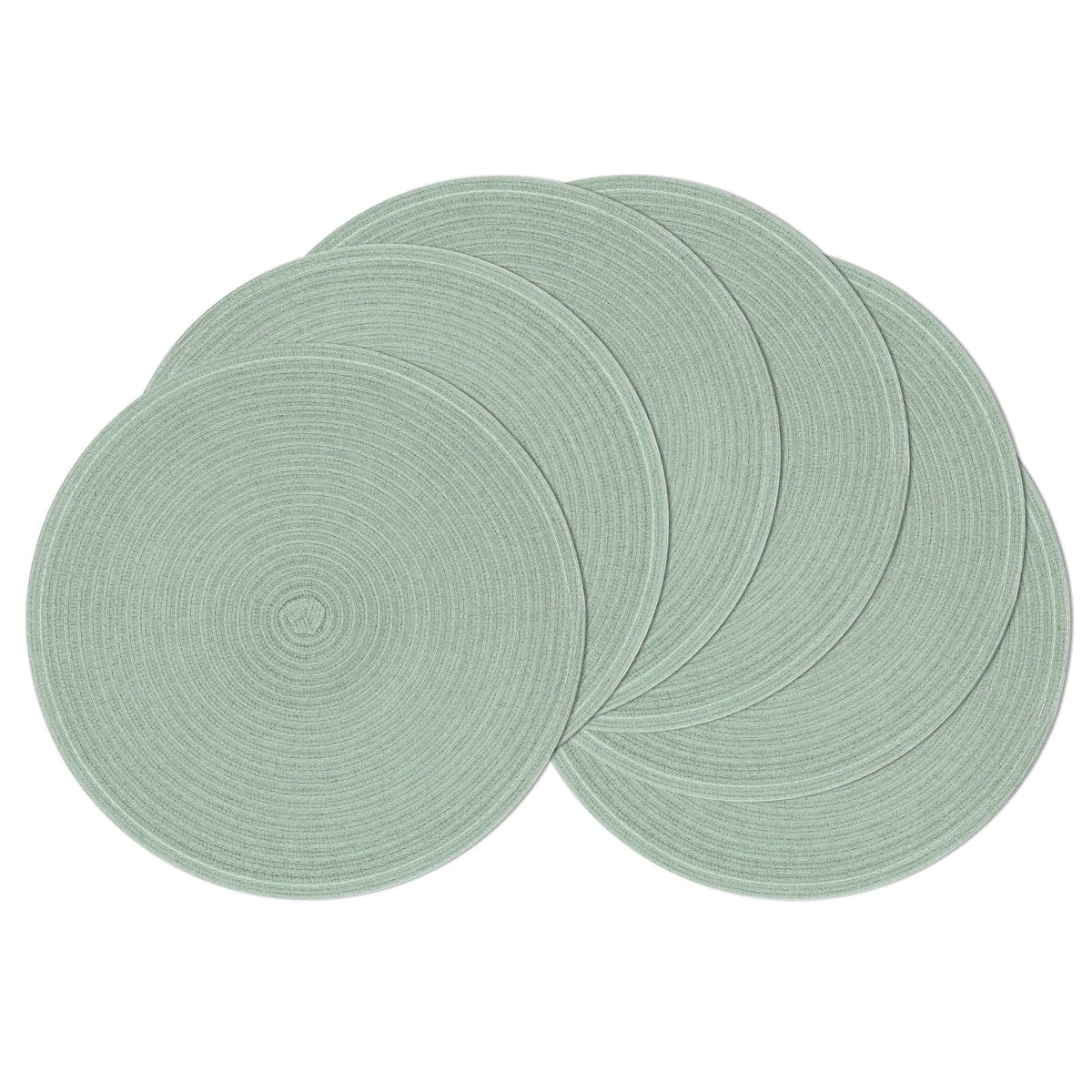 SHACOS Round Braided Placemats Set of 4 Dining Table Placemats 15 inch Circle Place Mats Easy to Clean Table Mats Indoor Outdoor, Blue Gray