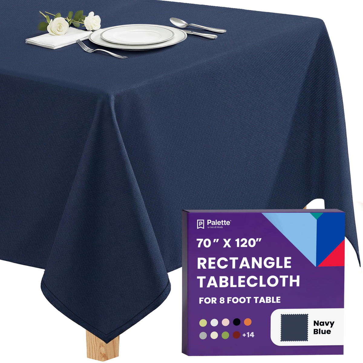 Gee Di Moda Rectangle Tablecloth - 90 x 132 Inch Beige Table Cloth for 6 Foot Tables with Floor-Length Drop - Heavy Duty Washable Fabric for Holiday Party, Dinner, Weddings & Baby Shower