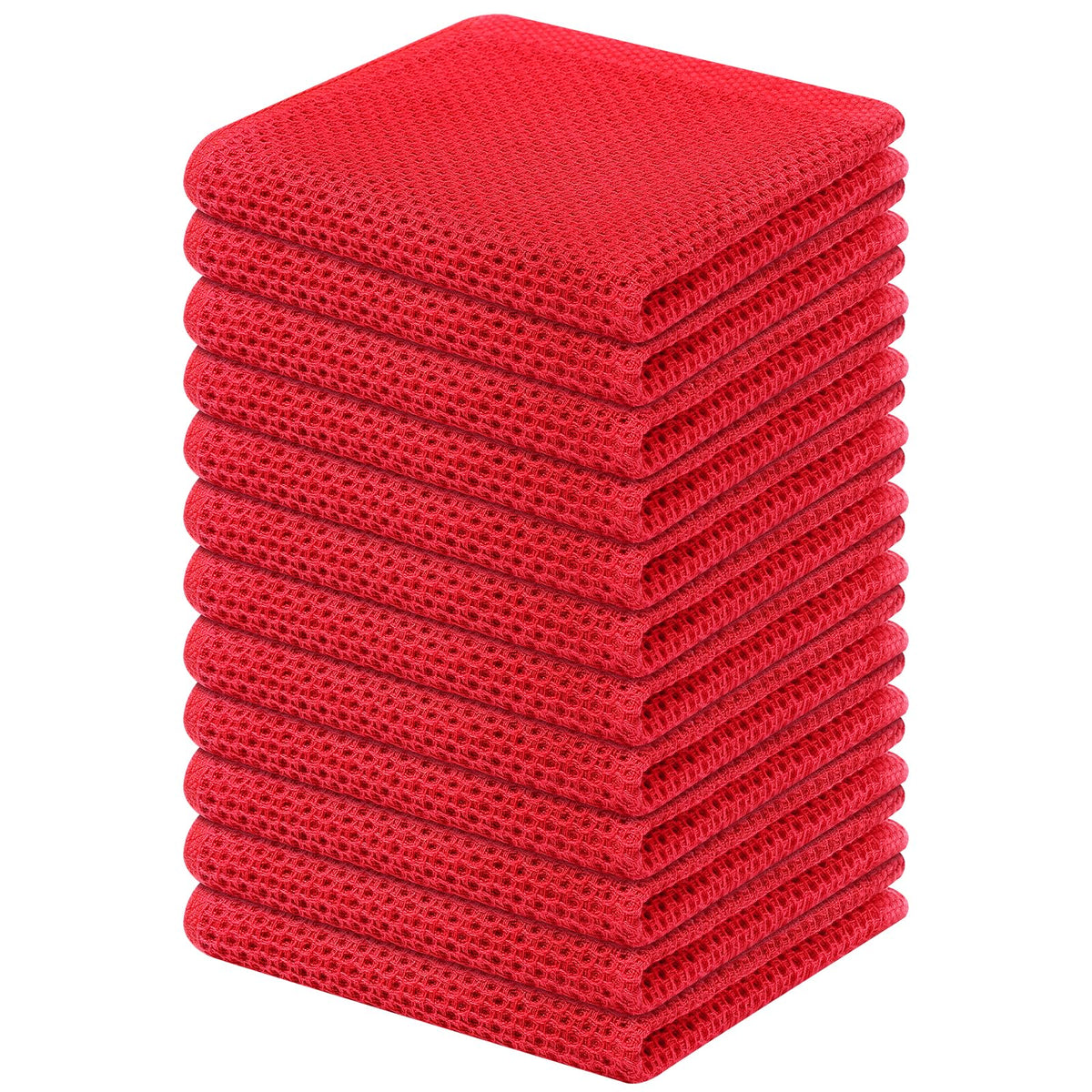 Kitinjoy 100% Cotton Waffle 6-Pack Kitchen Towels, 12" x 12", Dark Grey
