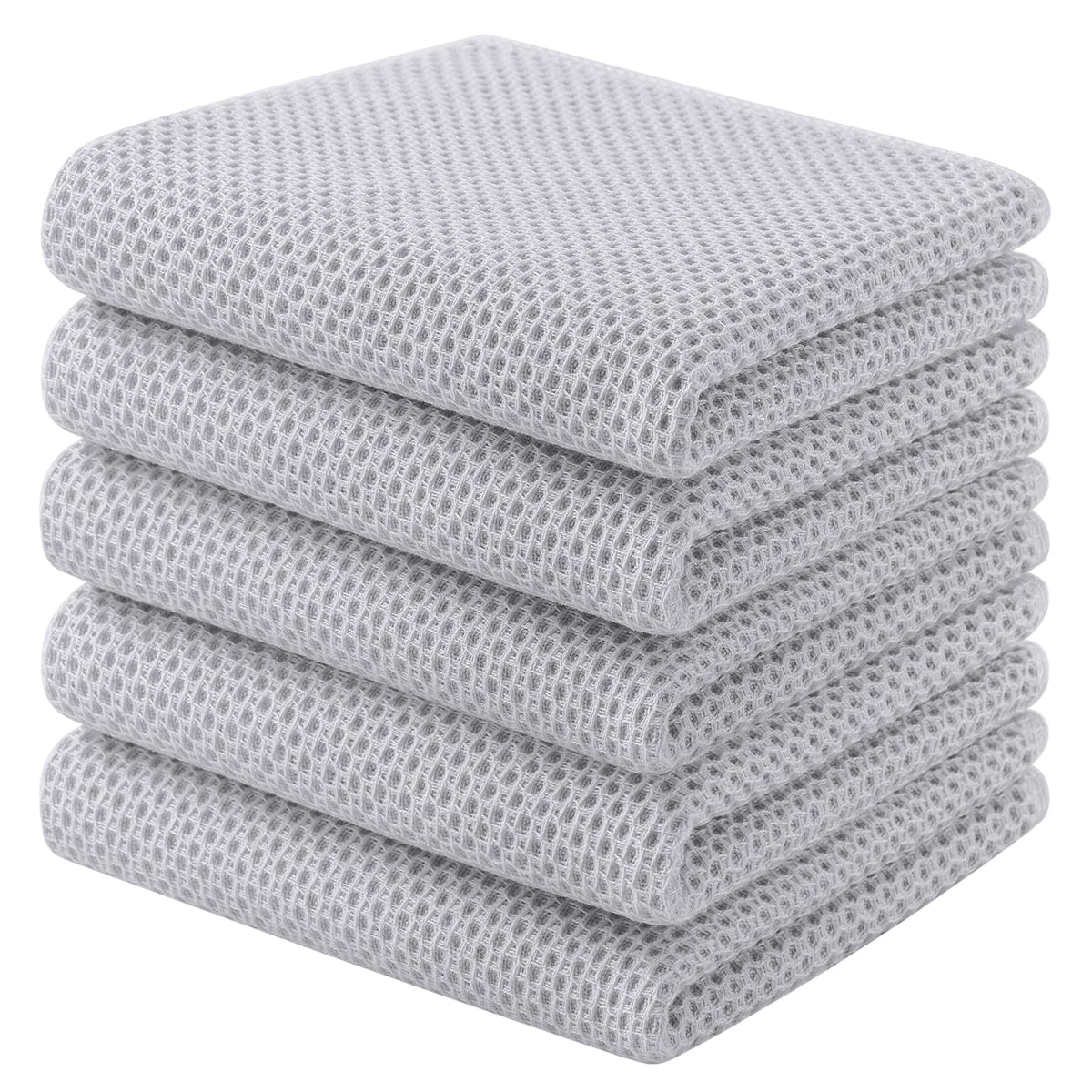 Homaxy 100% Cotton Waffle Weave Kitchen Dish Cloths, 4-Pack, Dark Grey