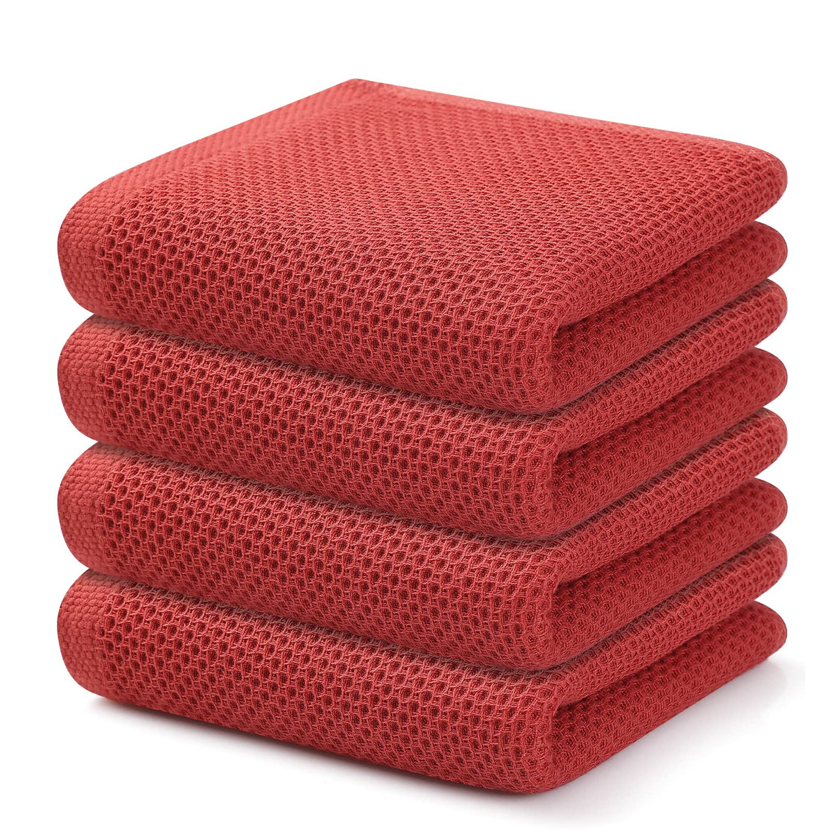 Kitinjoy 100% Cotton Waffle 6-Pack Kitchen Towels, 12" x 12", Dark Grey