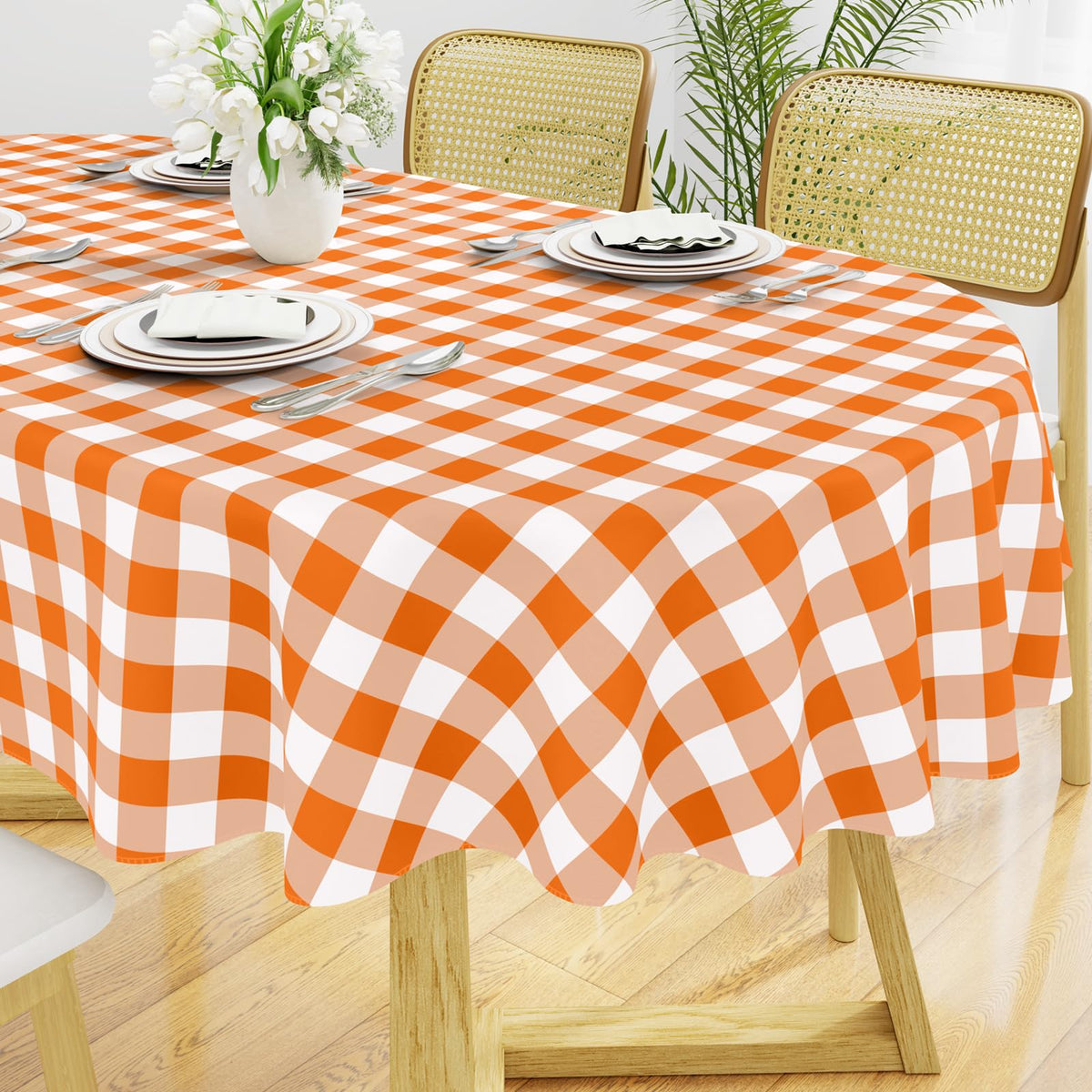 Smiry Fall Tablecloth, Flannel Backed Vinyl Table Cloth, 60"x84"