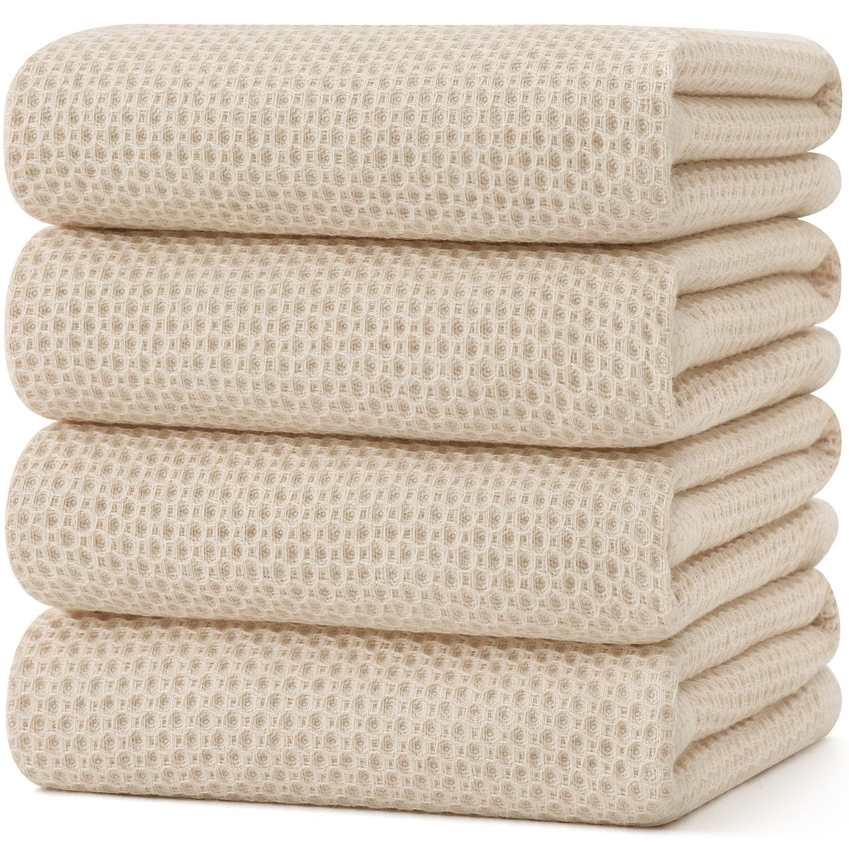 Kitinjoy 100% Cotton Waffle 6-Pack Kitchen Towels, 12" x 12", Dark Grey