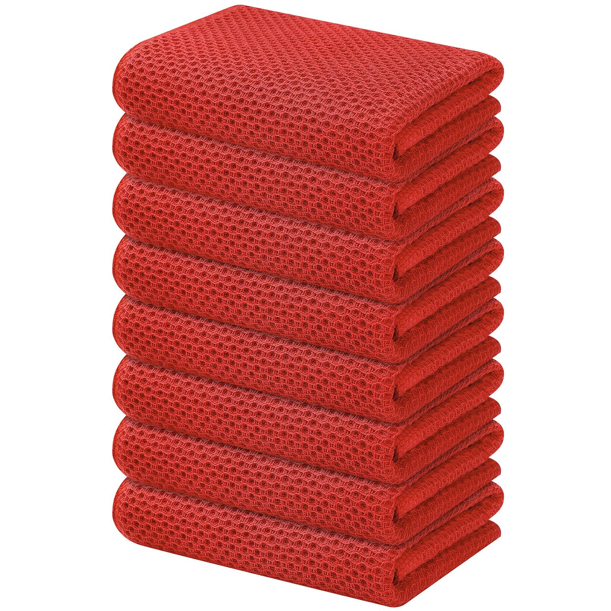 Kitinjoy 100% Cotton Waffle 6-Pack Kitchen Towels, 12" x 12", Dark Grey