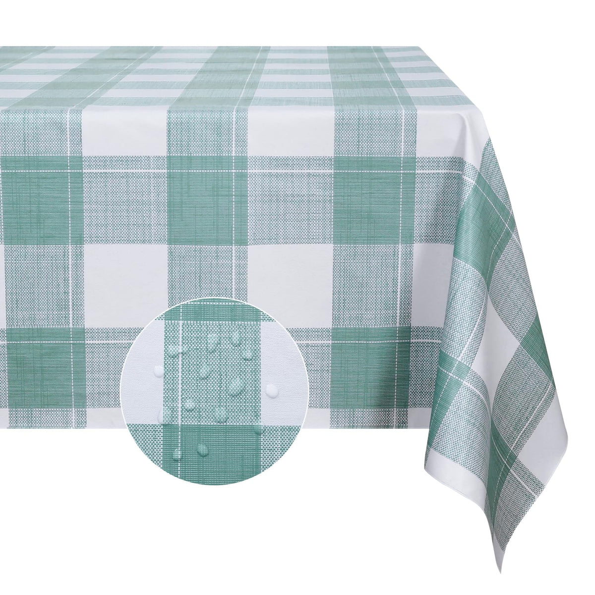 Romanstile Checkered Vinyl Tablecloth, Rectangle 54 x 78, Grey