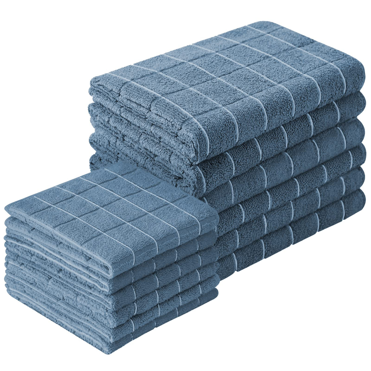 Puomue Microfiber Kitchen Towels and Dishcloths Set, 26 X 18 Inch and 12 X 12 Inch, Set of 12 Bulk Lint Free Dish Towels for Drying Dishes, Grey