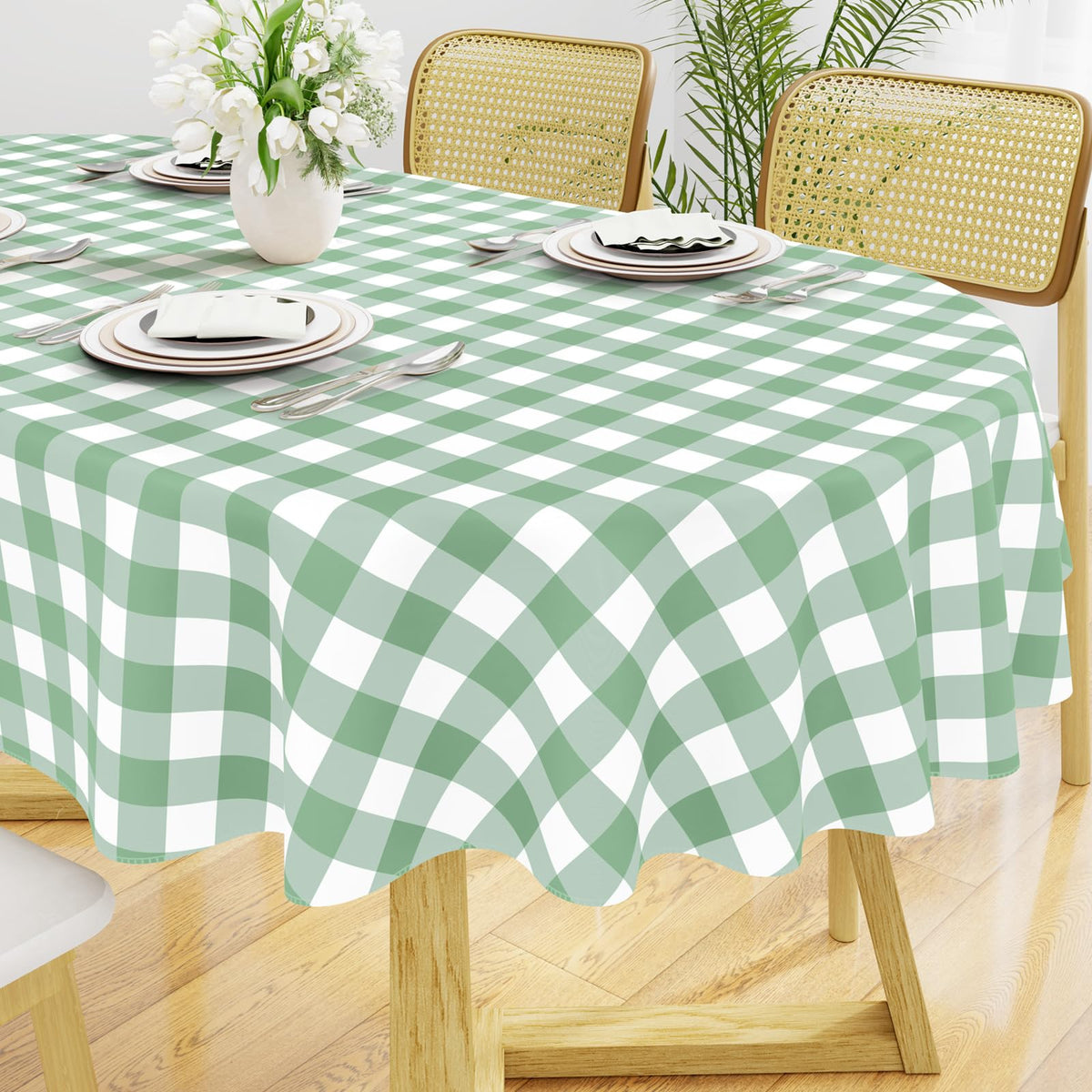 Smiry Fall Tablecloth, Flannel Backed Vinyl Table Cloth, 60"x84"