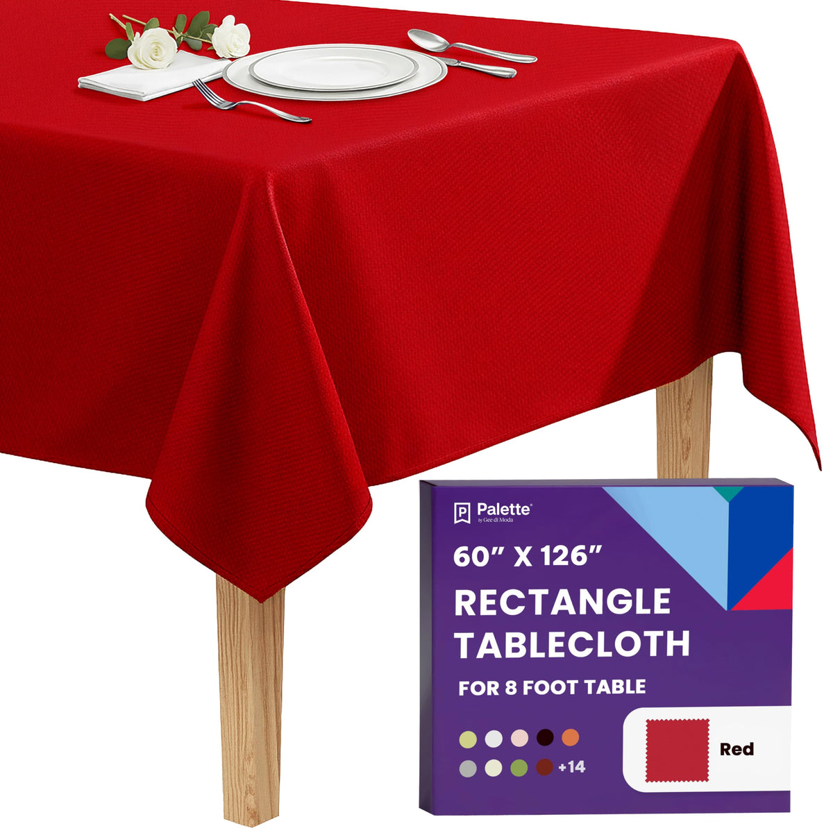 Gee Di Moda Rectangle Tablecloth - 90 x 132 Inch Beige Table Cloth for 6 Foot Tables with Floor-Length Drop - Heavy Duty Washable Fabric for Holiday Party, Dinner, Weddings & Baby Shower