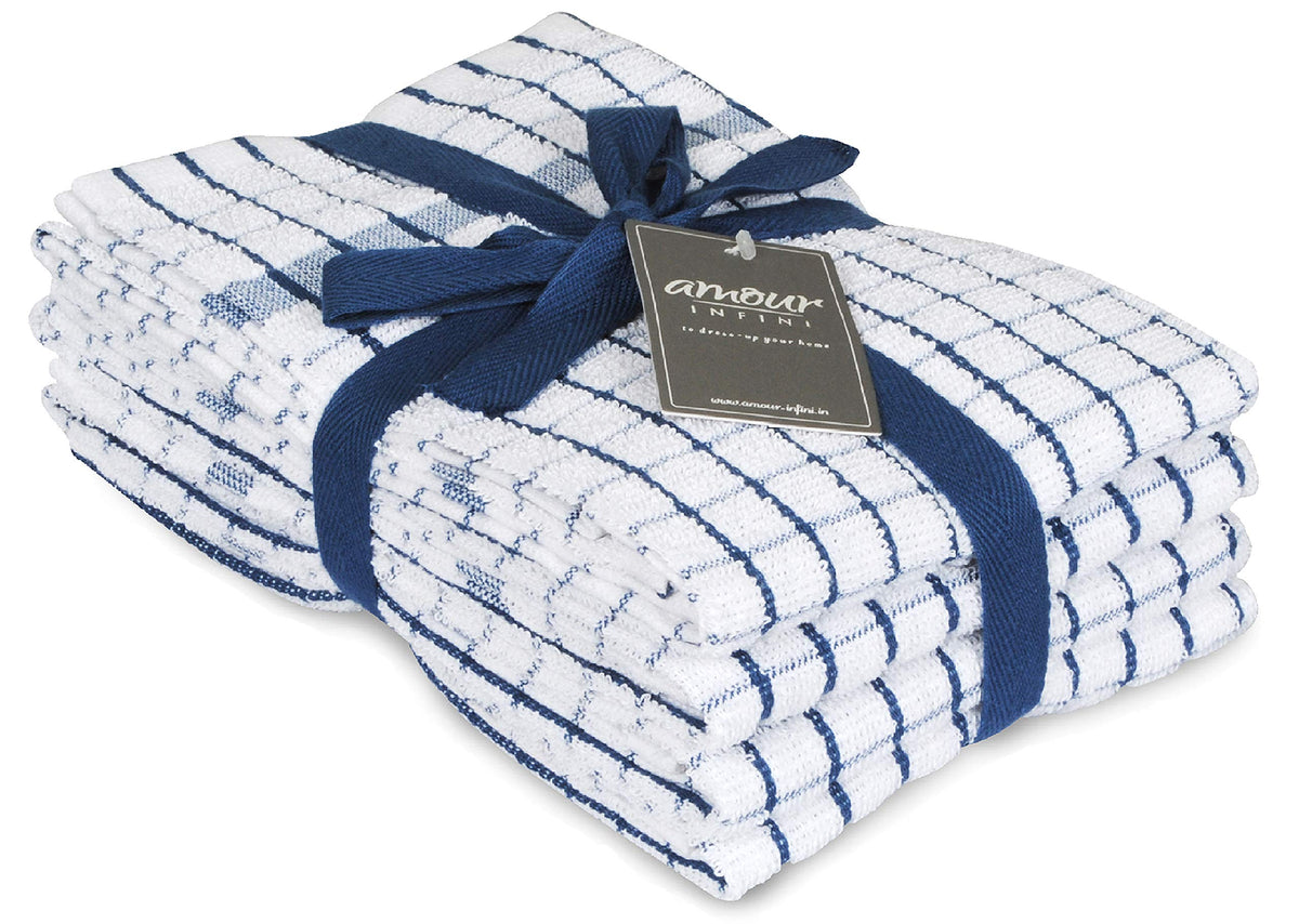 AMOUR INFINI Kitchen Dish Cloths Set of 8 - Ultra Soft, Highly Absorbent, Quick-Drying Terry Cotton Dishcloths 12"x12" Inch Wash & Cleaning Cloths for Kitchen & Dishwashing (D.Grey)
