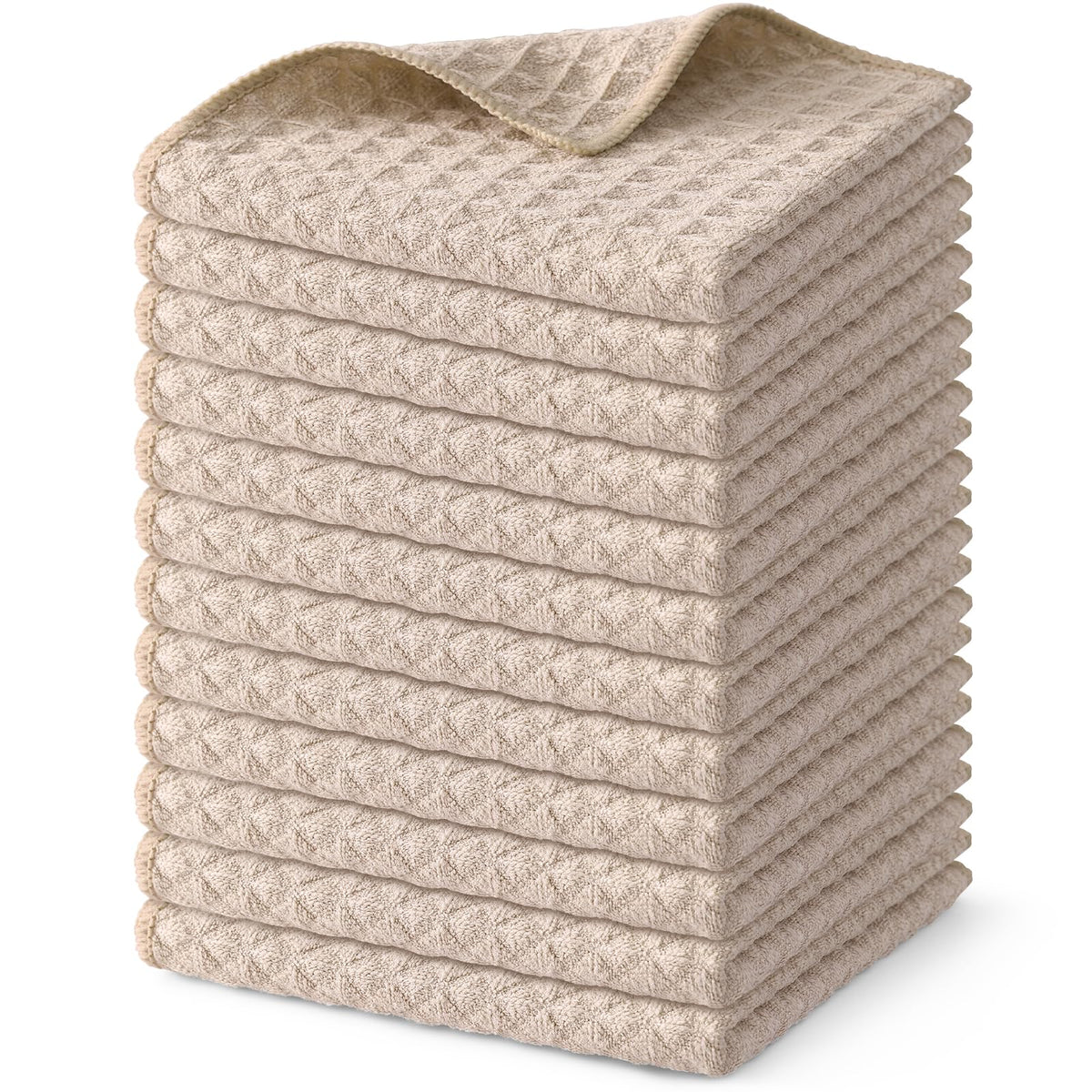 Homaxy Microfiber Waffle Weave Kitchen Dish Cloths, 6-Pack, White