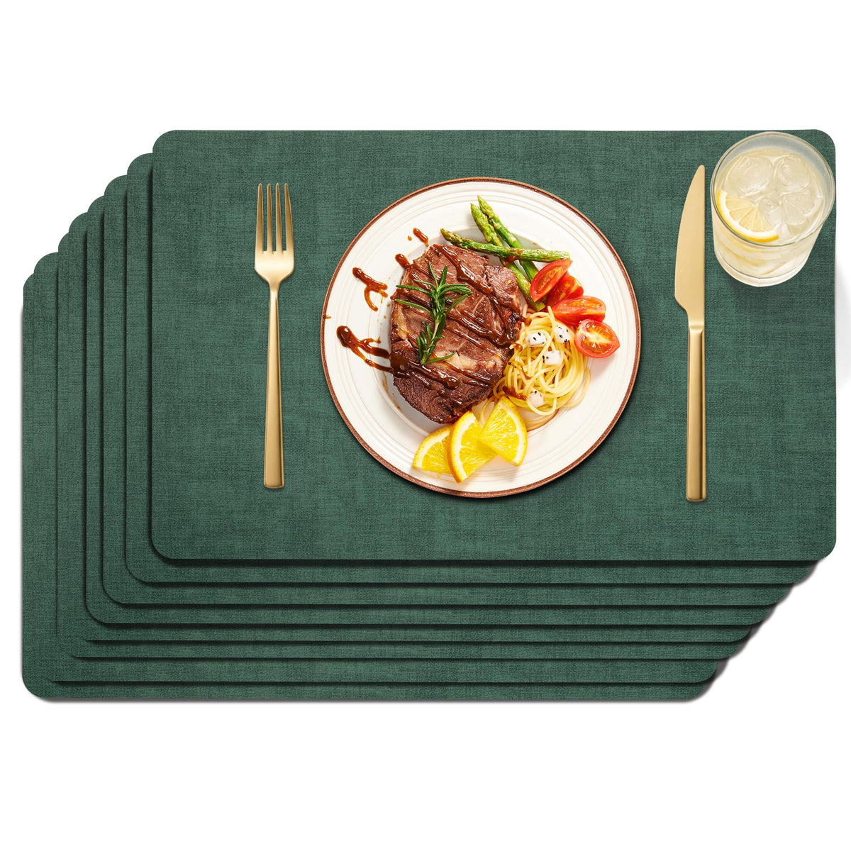 Maxpearl Faux Leather Placemats Set of 6, Easy to Clean, Grey