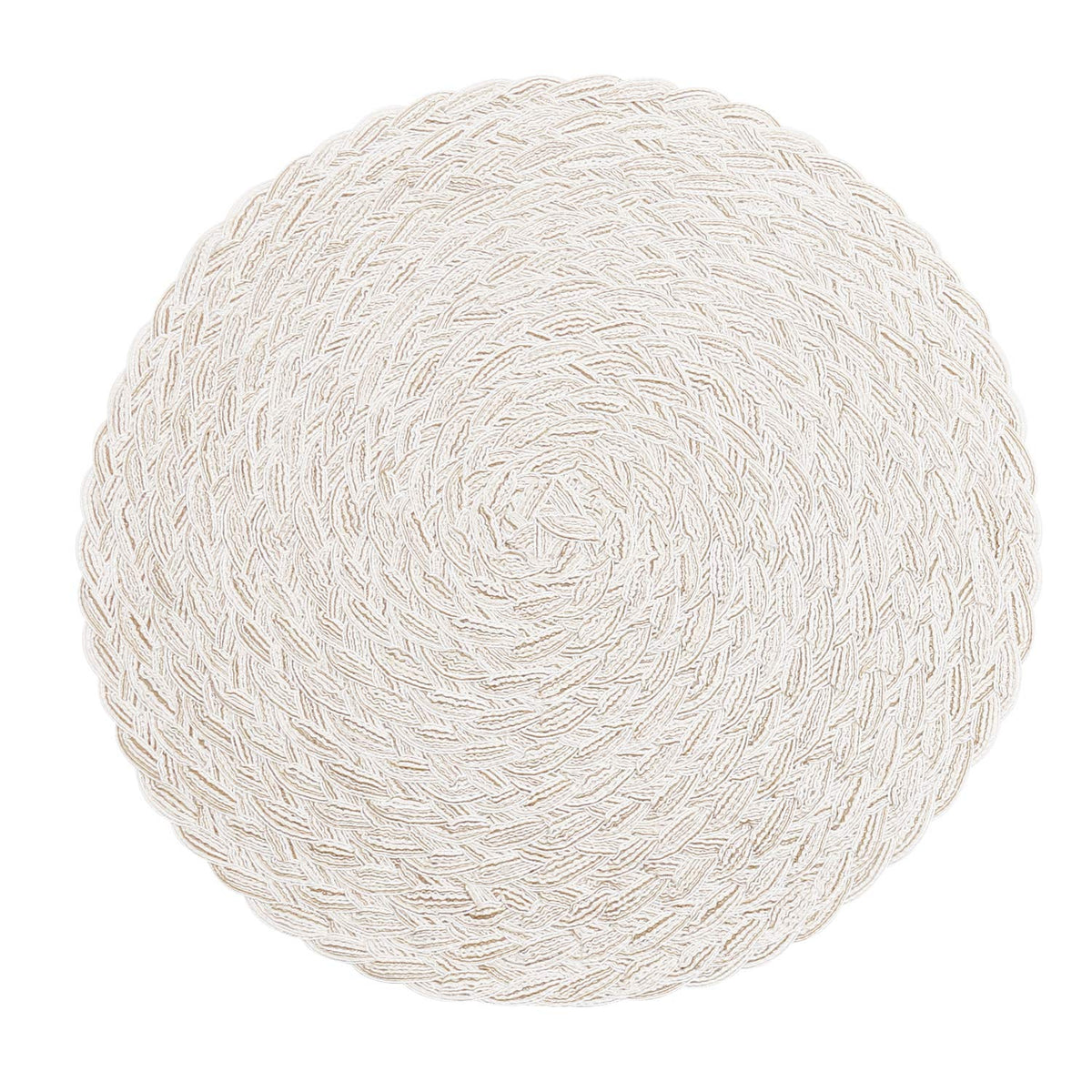 SHACOS Round Braided Placemats Set of 4 Dining Table Placemats 15 inch Circle Place Mats Easy to Clean Table Mats Indoor Outdoor, Blue Gray