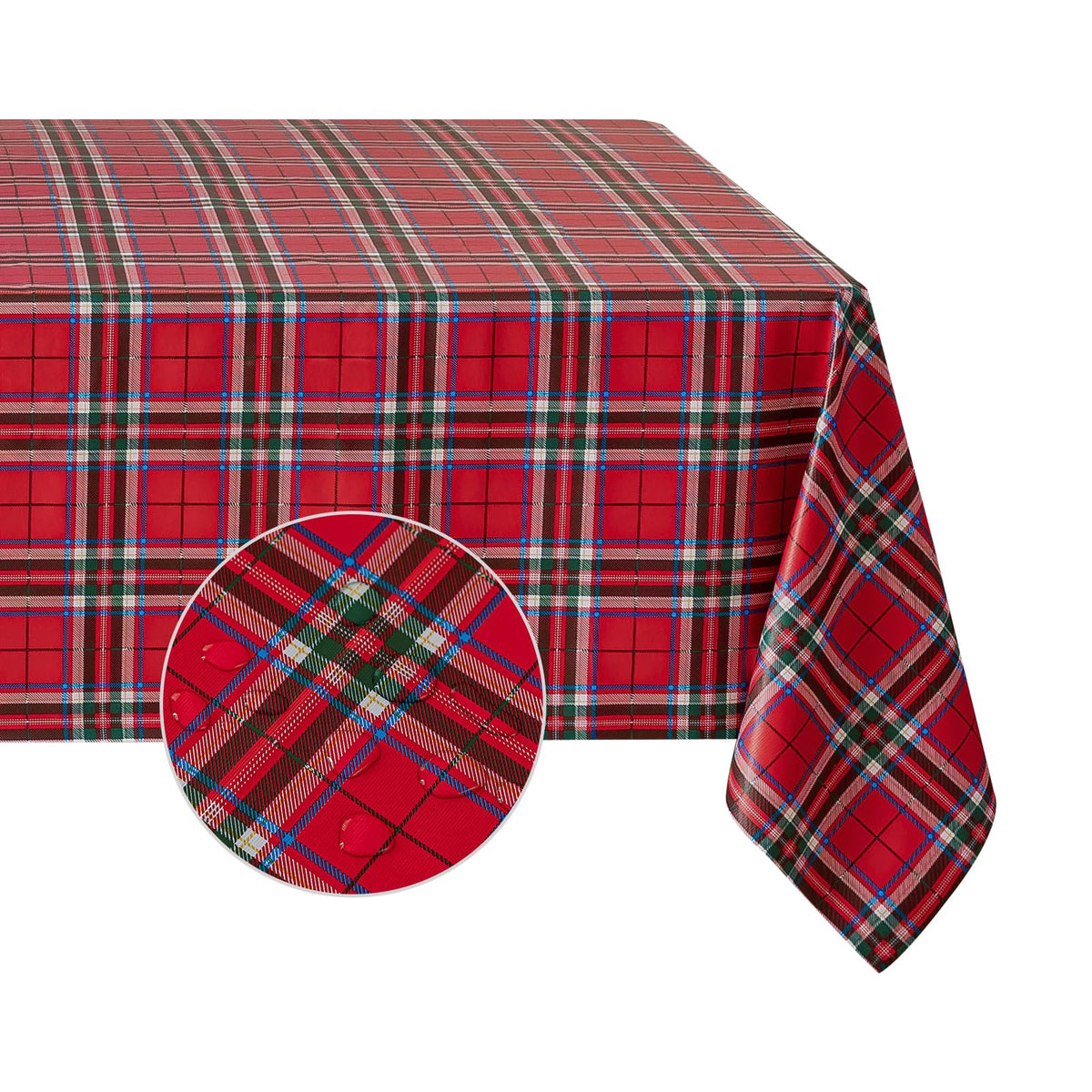 Romanstile Checkered Vinyl Tablecloth, Rectangle 54 x 78, Grey