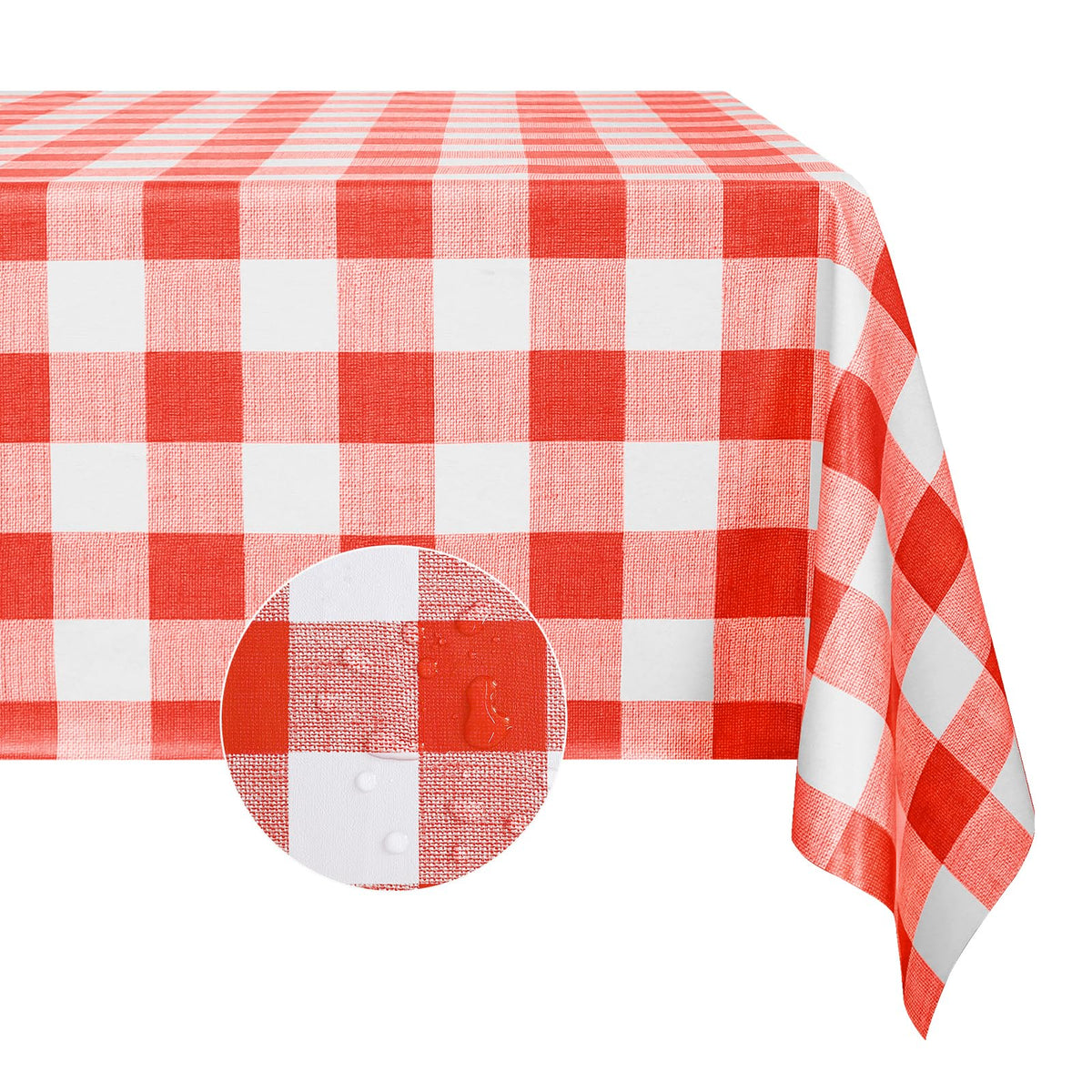 Romanstile Checkered Vinyl Tablecloth, Rectangle 54 x 78, Grey