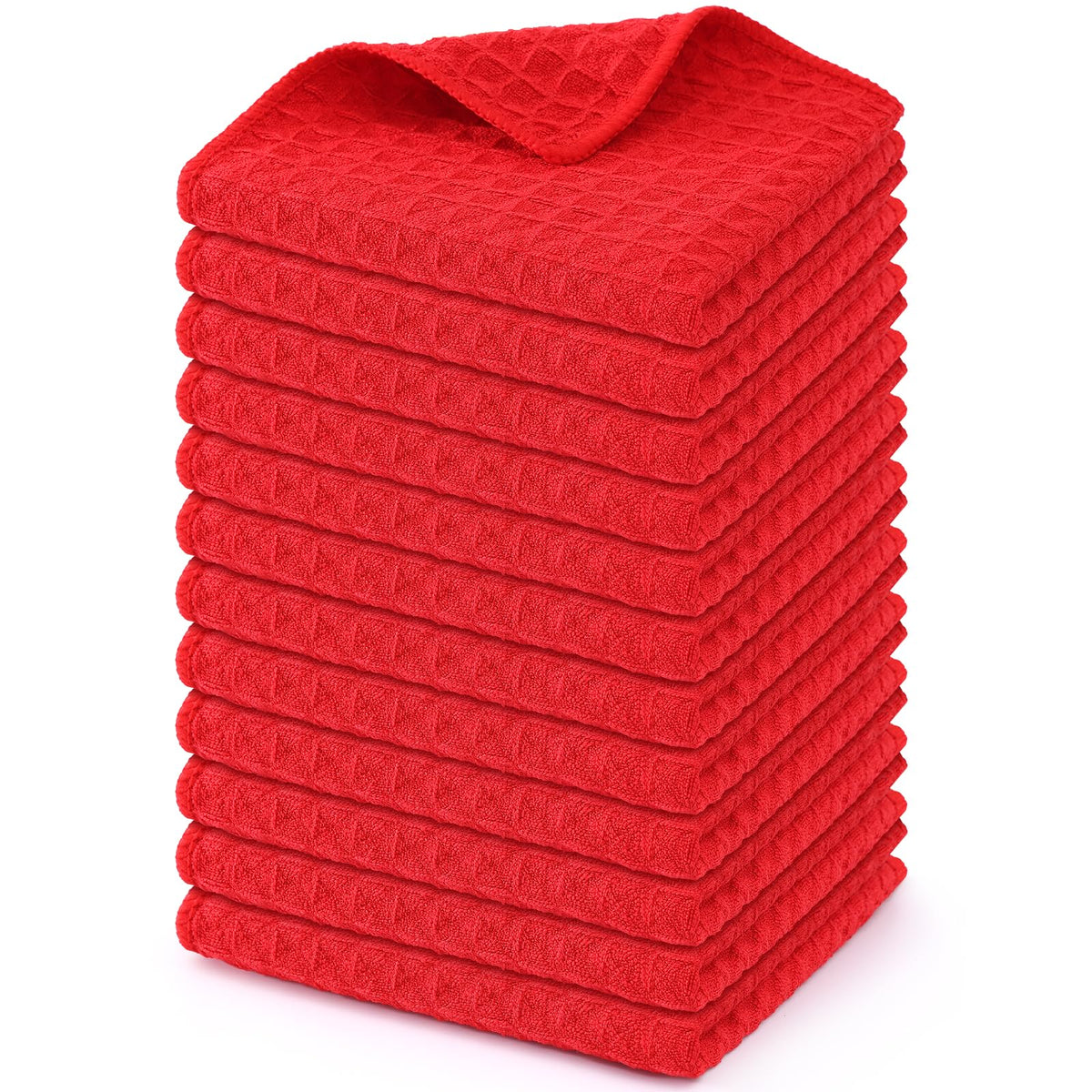 Homaxy Microfiber Waffle Weave Kitchen Dish Cloths, 6-Pack, White