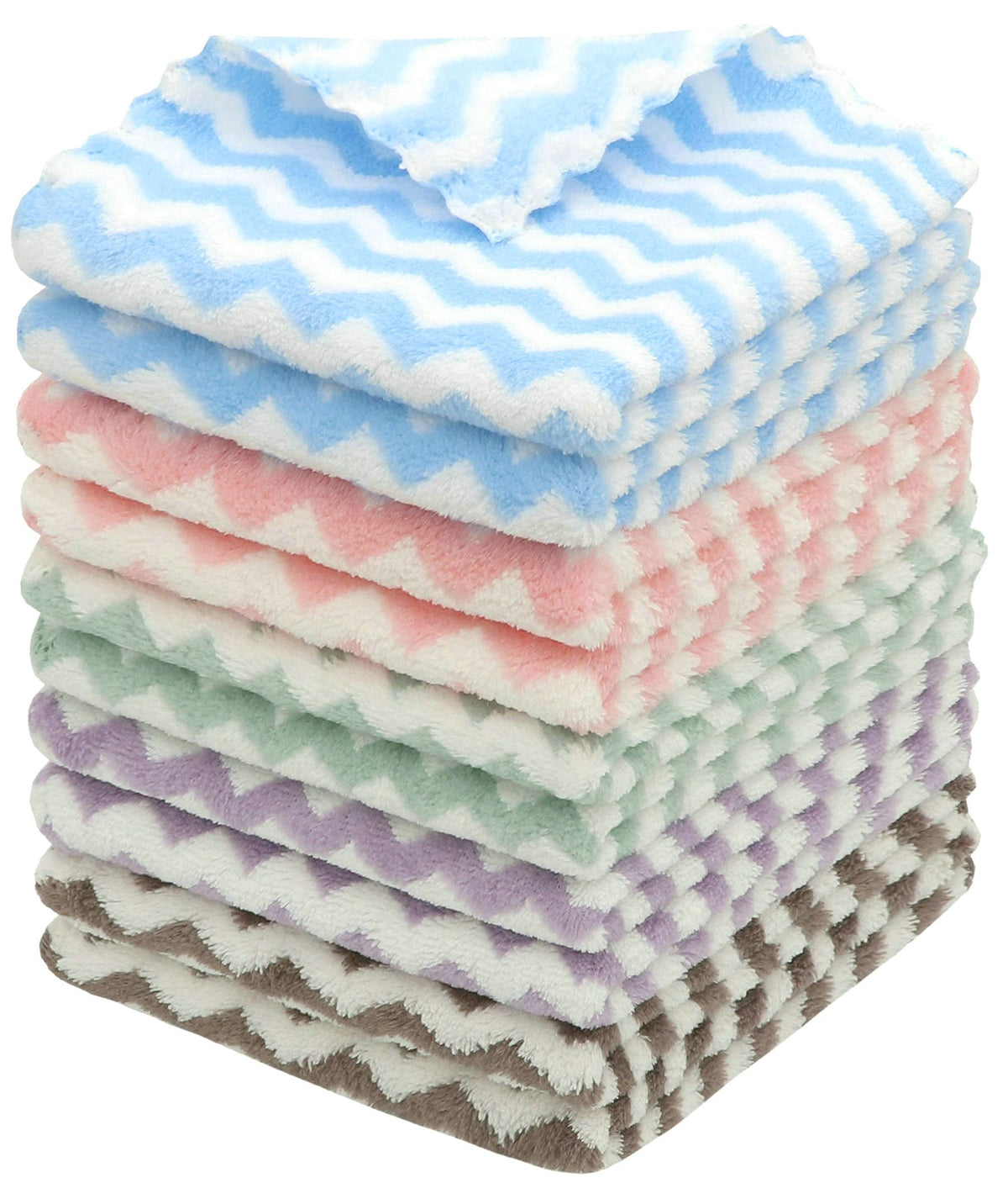 Microfiber Cleaning Cloth, 10 Pack Dish Rags, 12inx12in, Mix Color