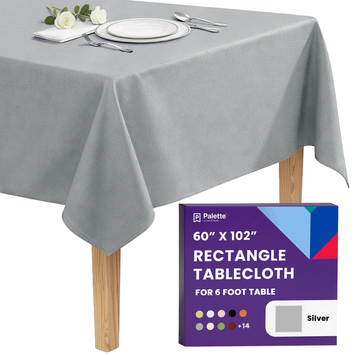 Gee Di Moda Rectangle Tablecloth - 90 x 132 Inch Beige Table Cloth for 6 Foot Tables with Floor-Length Drop - Heavy Duty Washable Fabric for Holiday Party, Dinner, Weddings & Baby Shower